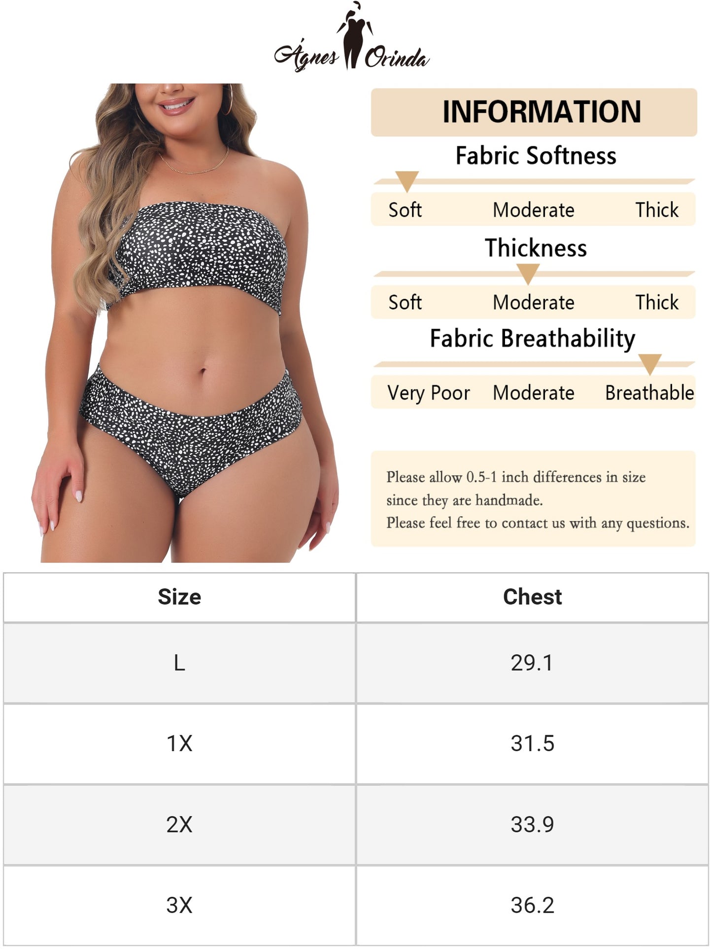 Women Plus Size Bikini 2 Pieces Bandeau Bikini Swimsuits Off Shoulder High Waist Bathing Suit