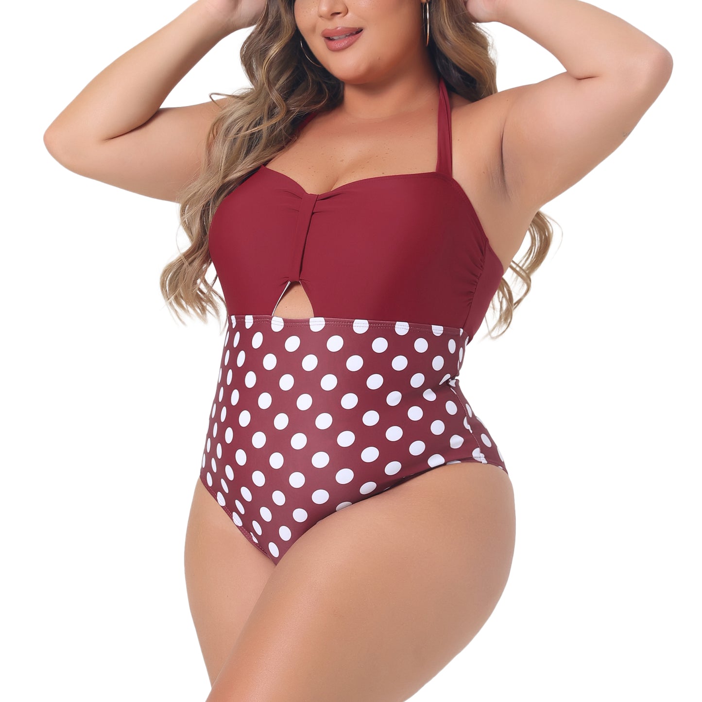 Traje de baño de talla grande para mujer, traje de baño con recortes