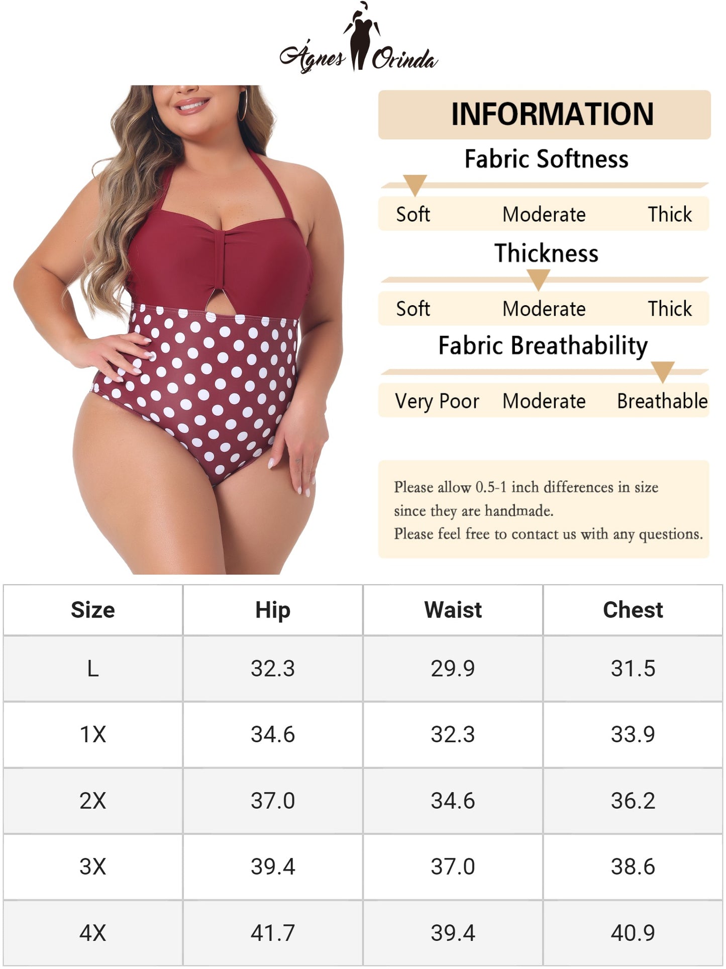 Traje de baño de talla grande para mujer, traje de baño con recortes