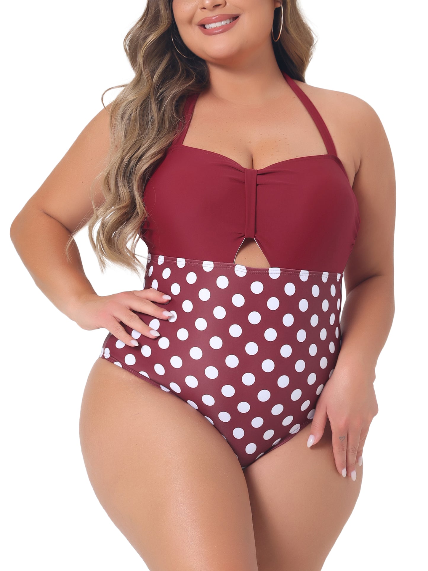 Traje de baño de talla grande para mujer, traje de baño con recortes