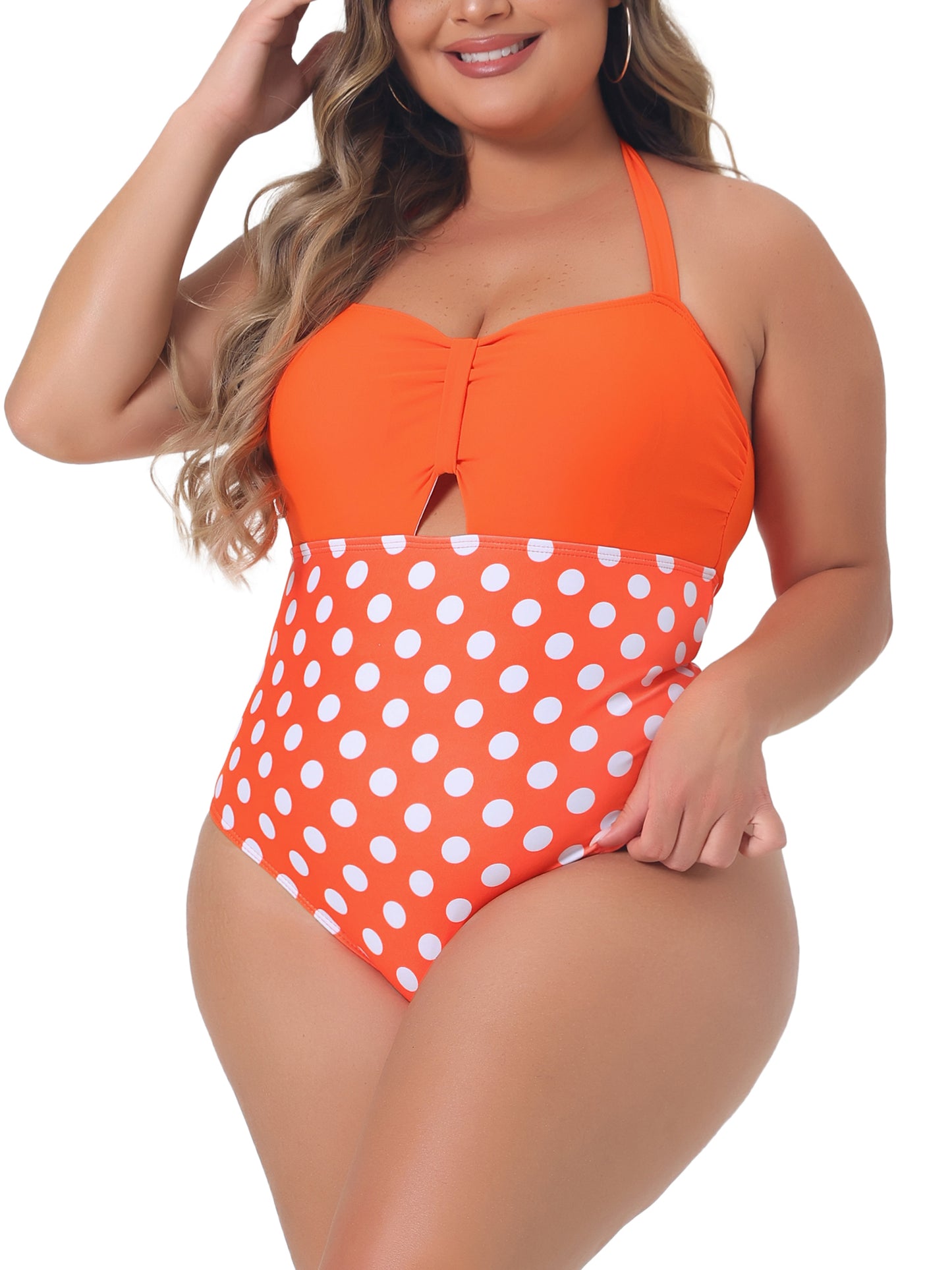 Traje de baño de talla grande para mujer, traje de baño con recortes