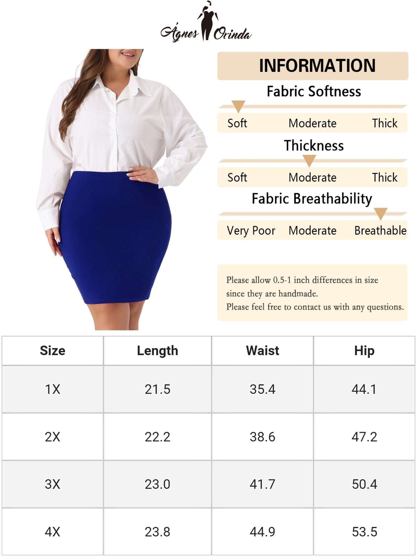 Women Plus Size High Waist Stretch Office Work Bodycon Pencil Skirt
