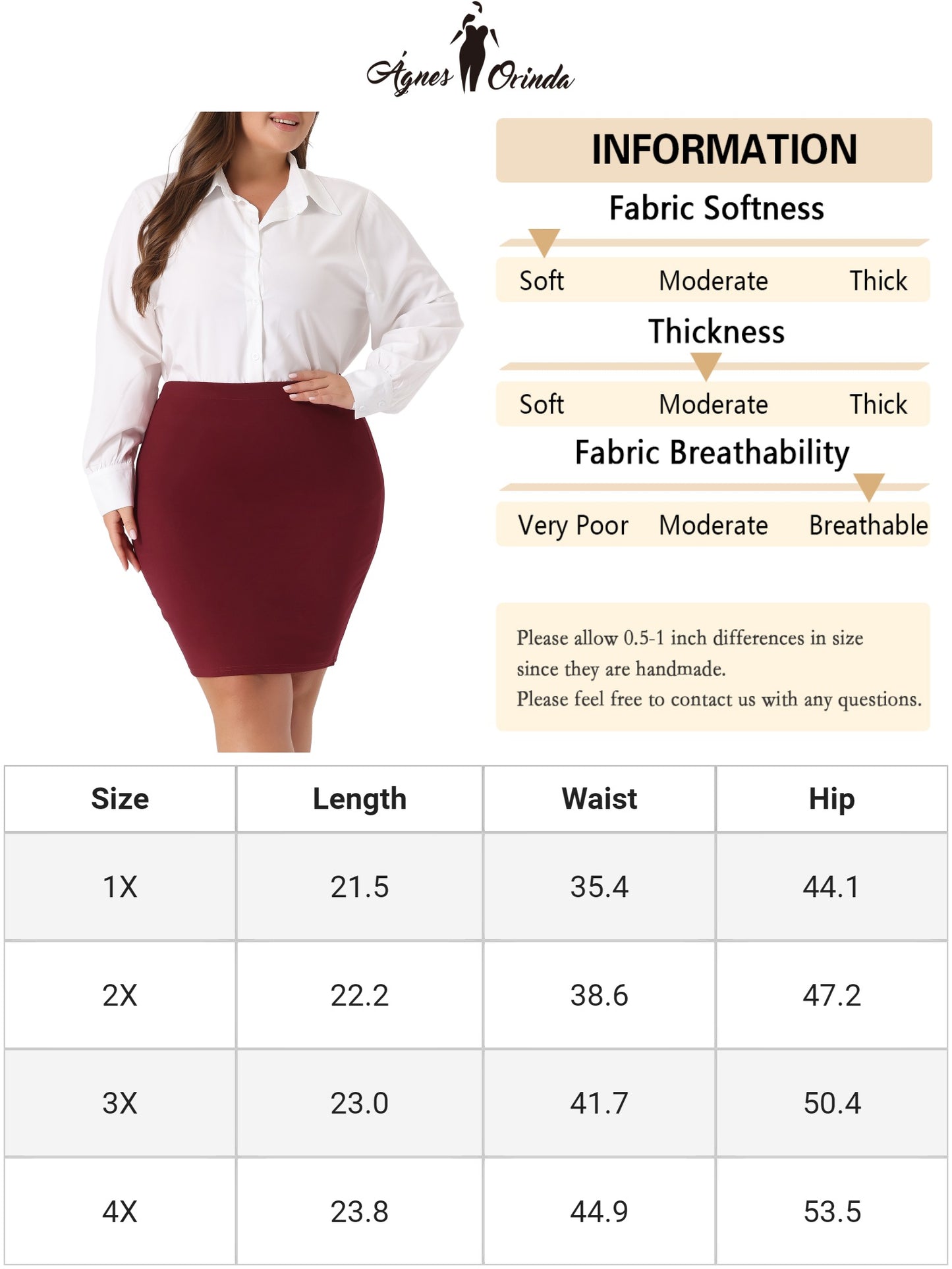 Women Plus Size Skirt High Waist Stretch Office Work Bodycon Pencil Skirt