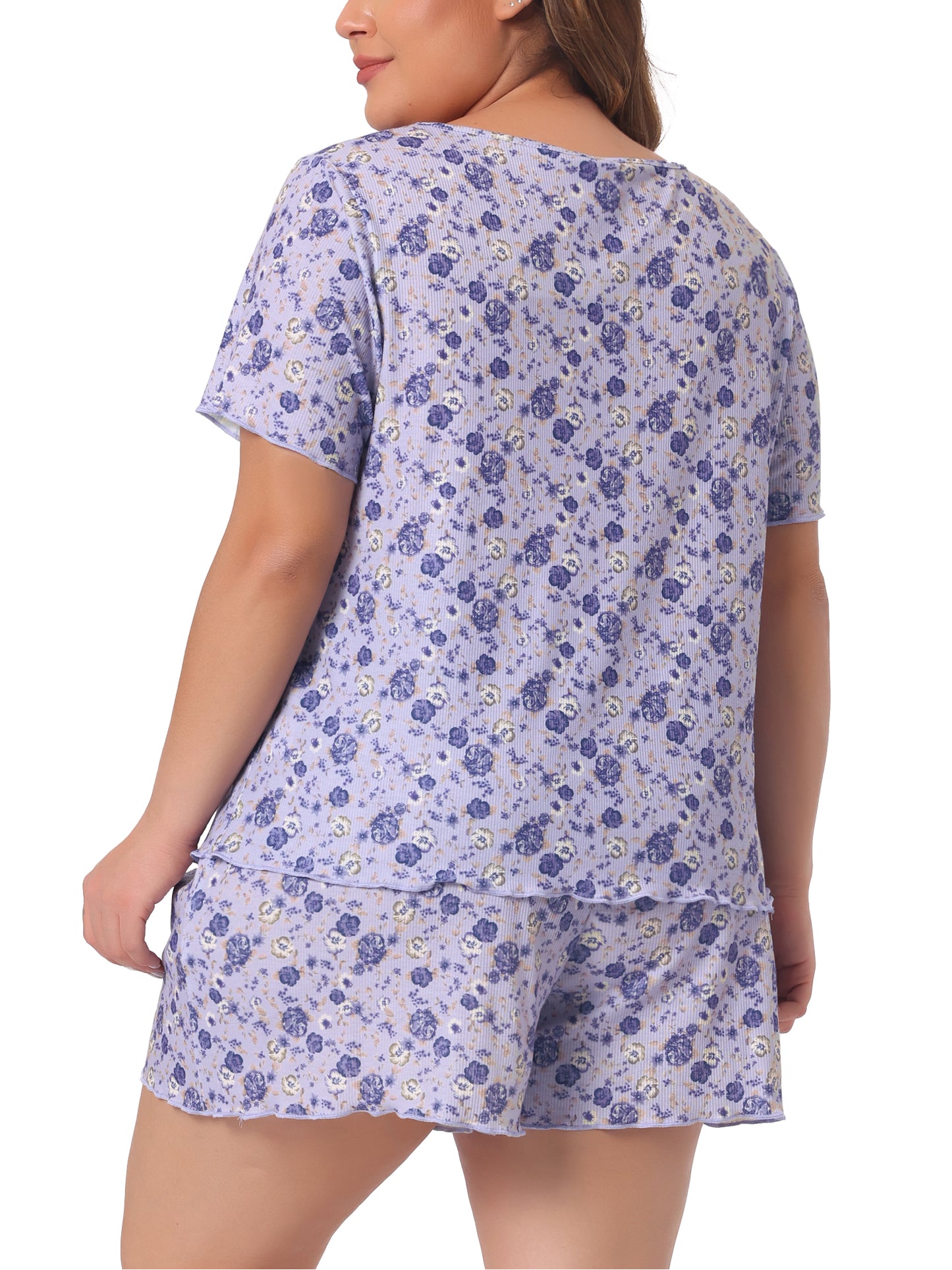 Women's Plus Size Short Sleeve Summer Casual 2 Piece Pajama Sets Loungewear Sleepwear Pajamas with Pocket