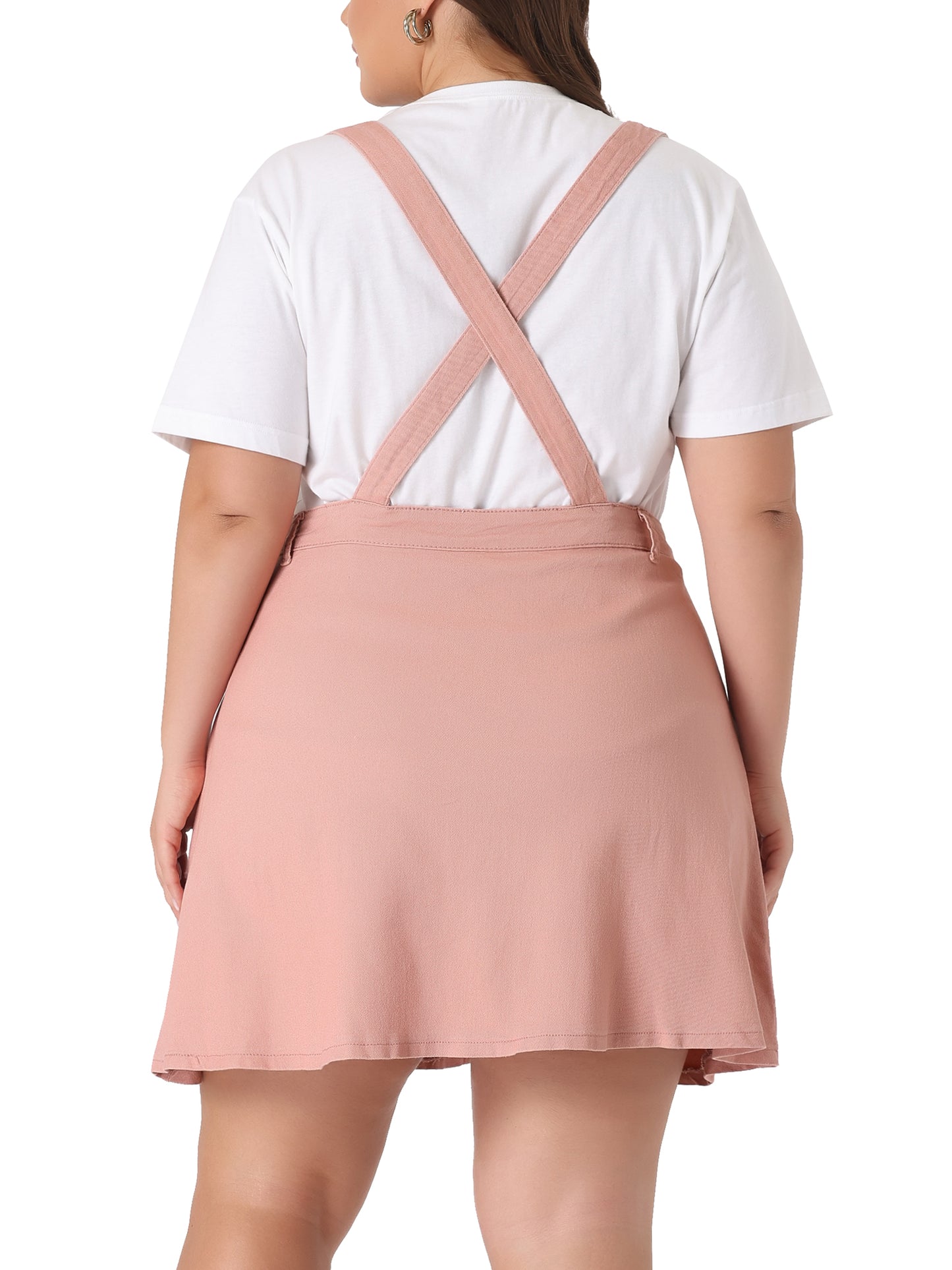 Women Plus Size Suspender Skirt Adjustable Strap Braces Mini Denim Overalls Dress