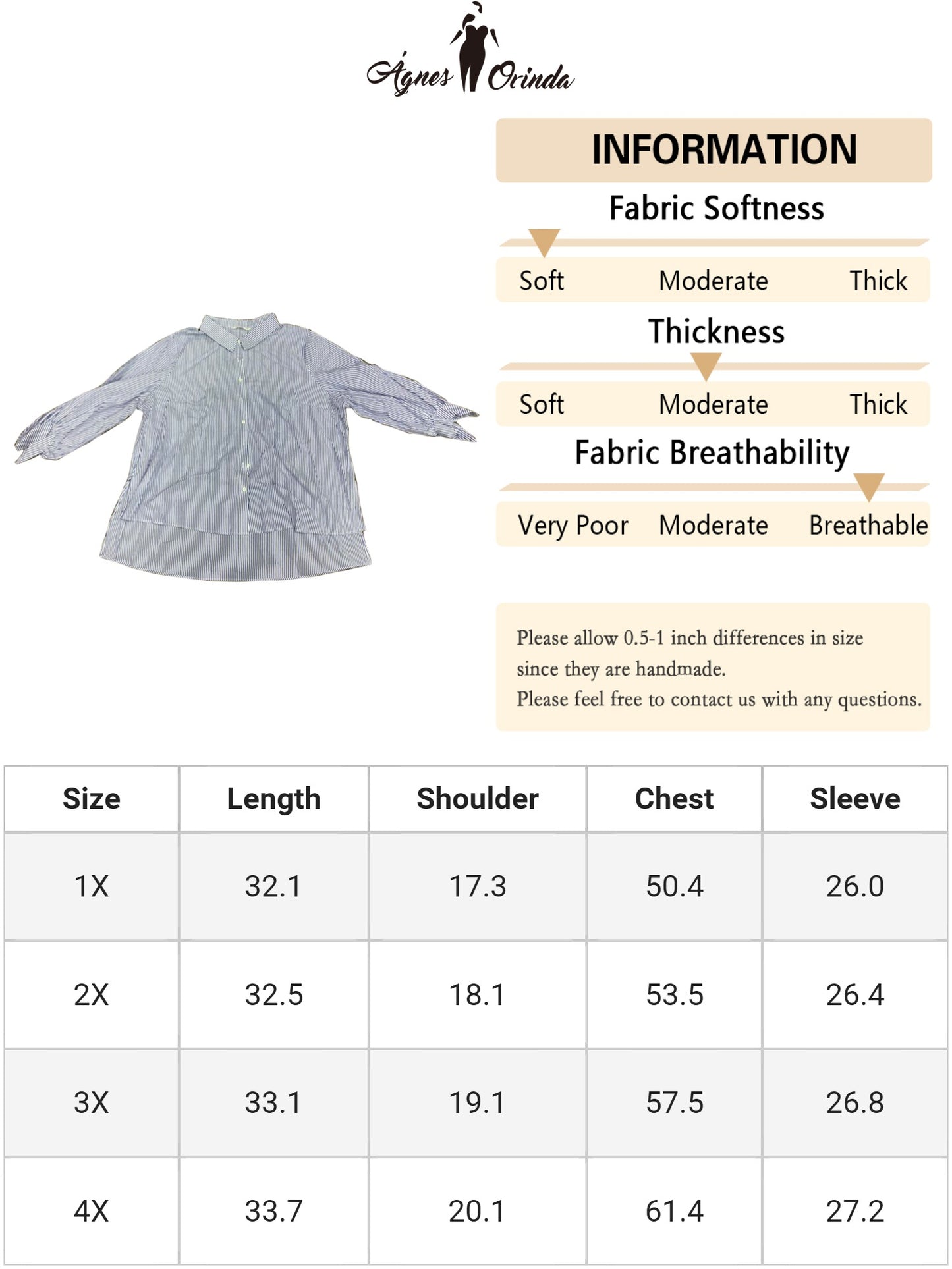 Women Plus Size Shirts Button Down Collared Long Sleeve Classic Office Work Striped Top