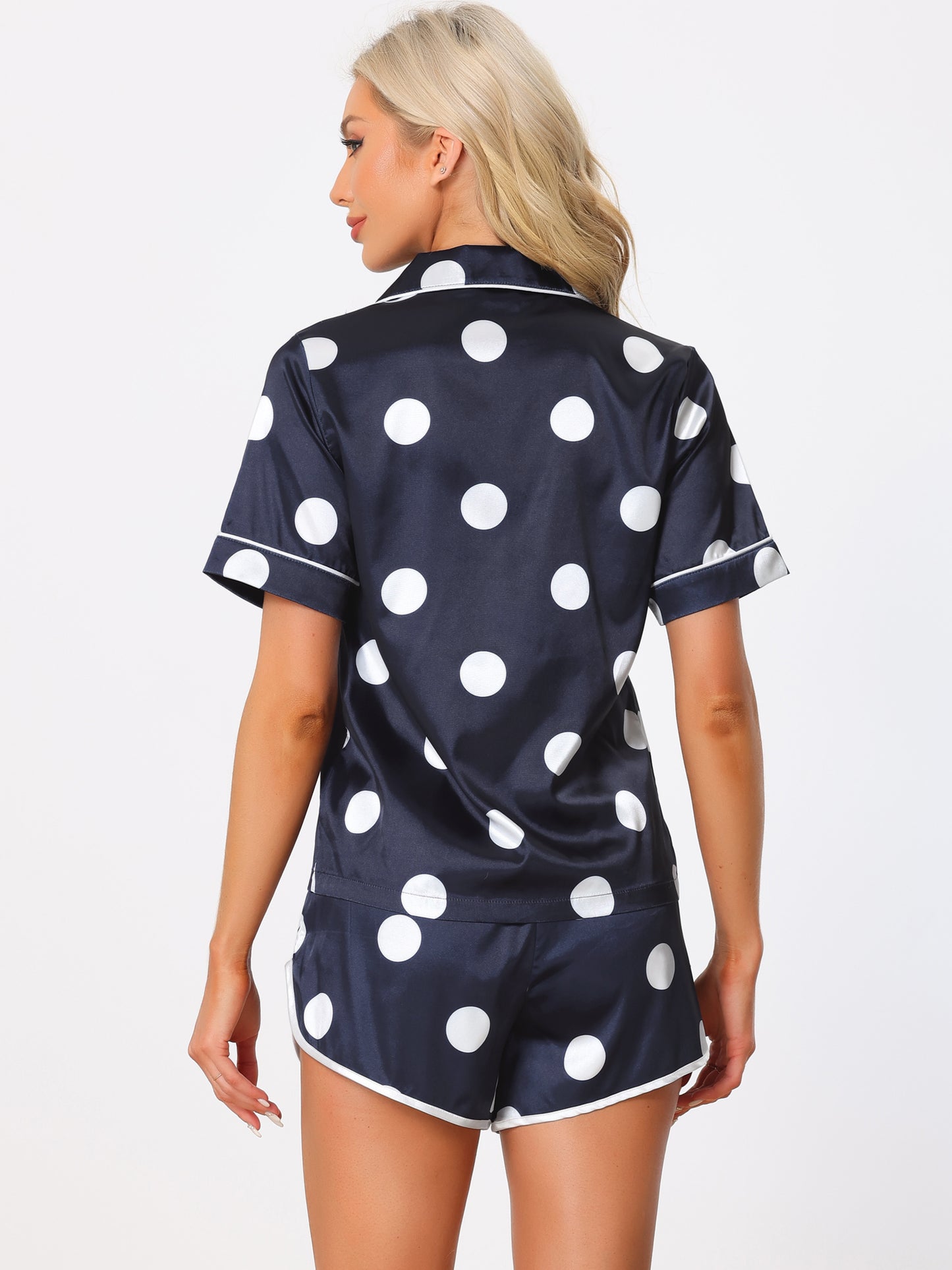 Pijama de satén para mujer, ropa de dormir, top con pantalones cortos, conjunto de pijama para estar en casa