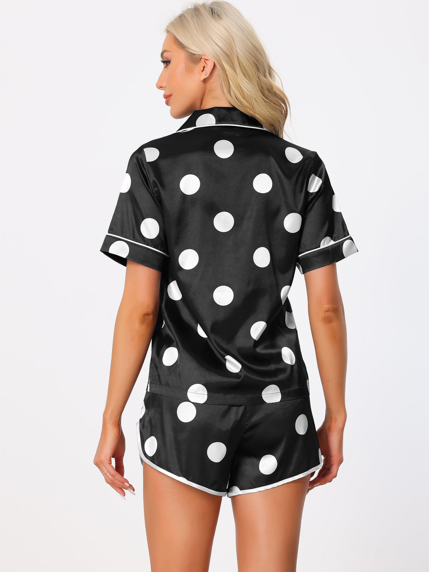 Pijama de satén para mujer, ropa de dormir, top con pantalones cortos, conjunto de pijama para estar en casa