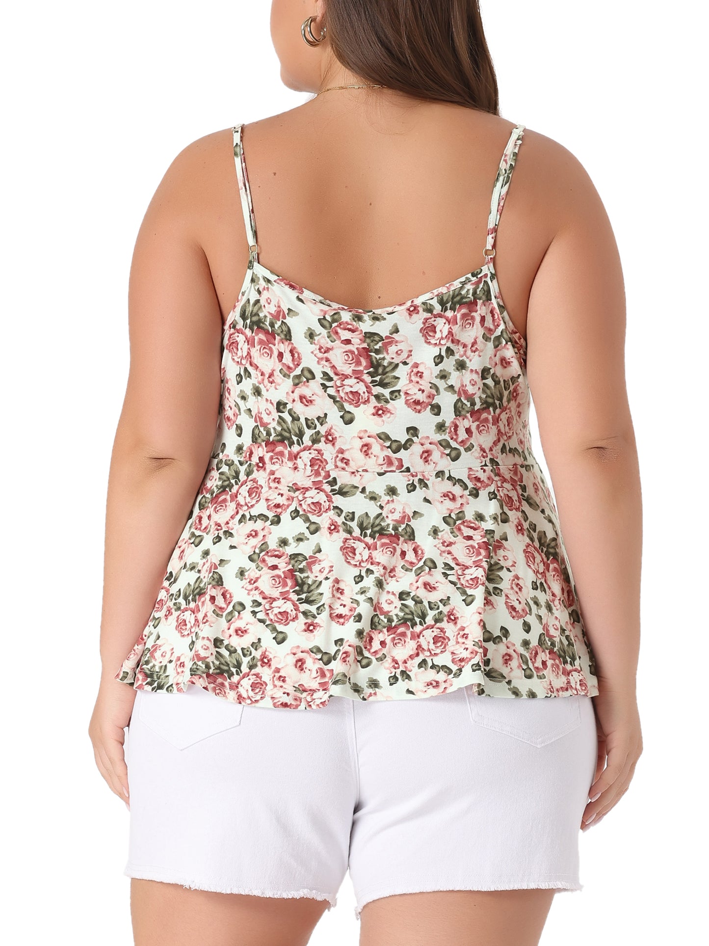 Women Plus Size Top Casual Cami Spaghetti Strap V Neck Sleeveless Camisole