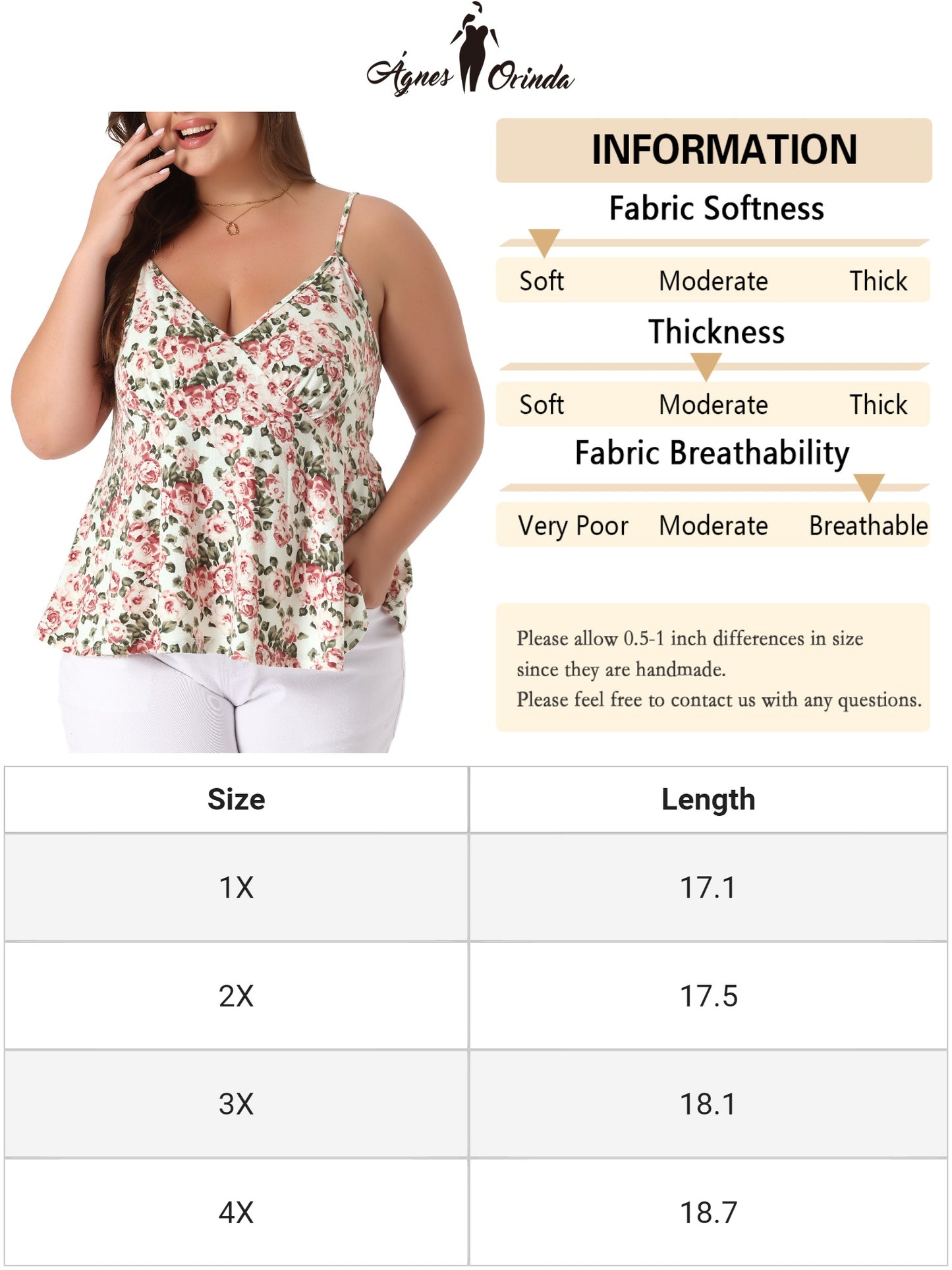 Women Plus Size Top Casual Cami Spaghetti Strap V Neck Sleeveless Camisole