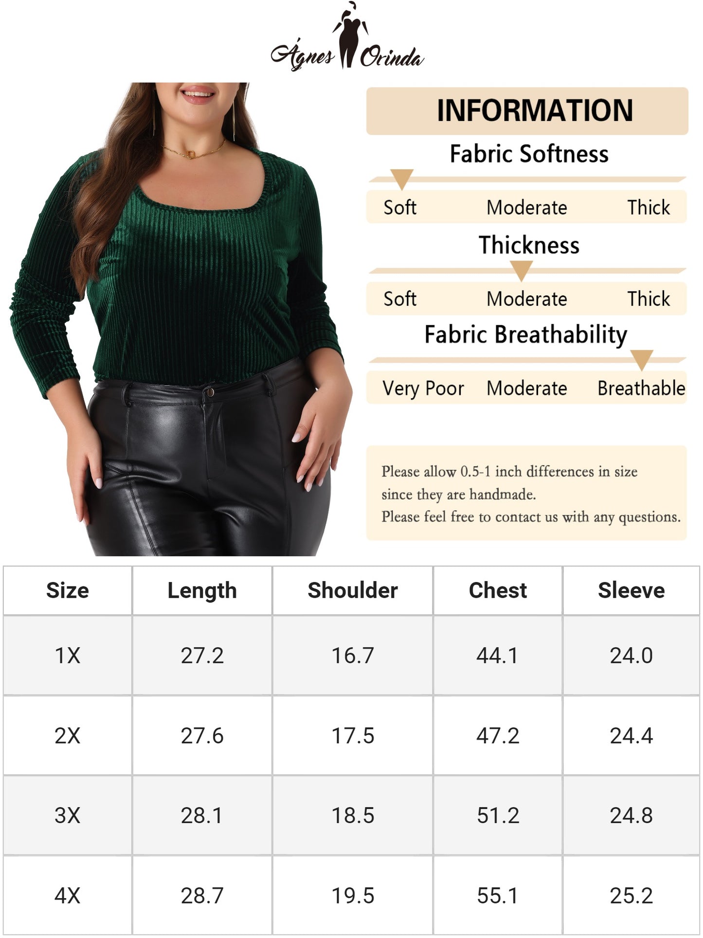 Blusa tipo túnica de manga larga con cuello cuadrado y parte superior de terciopelo para mujer de talla grande