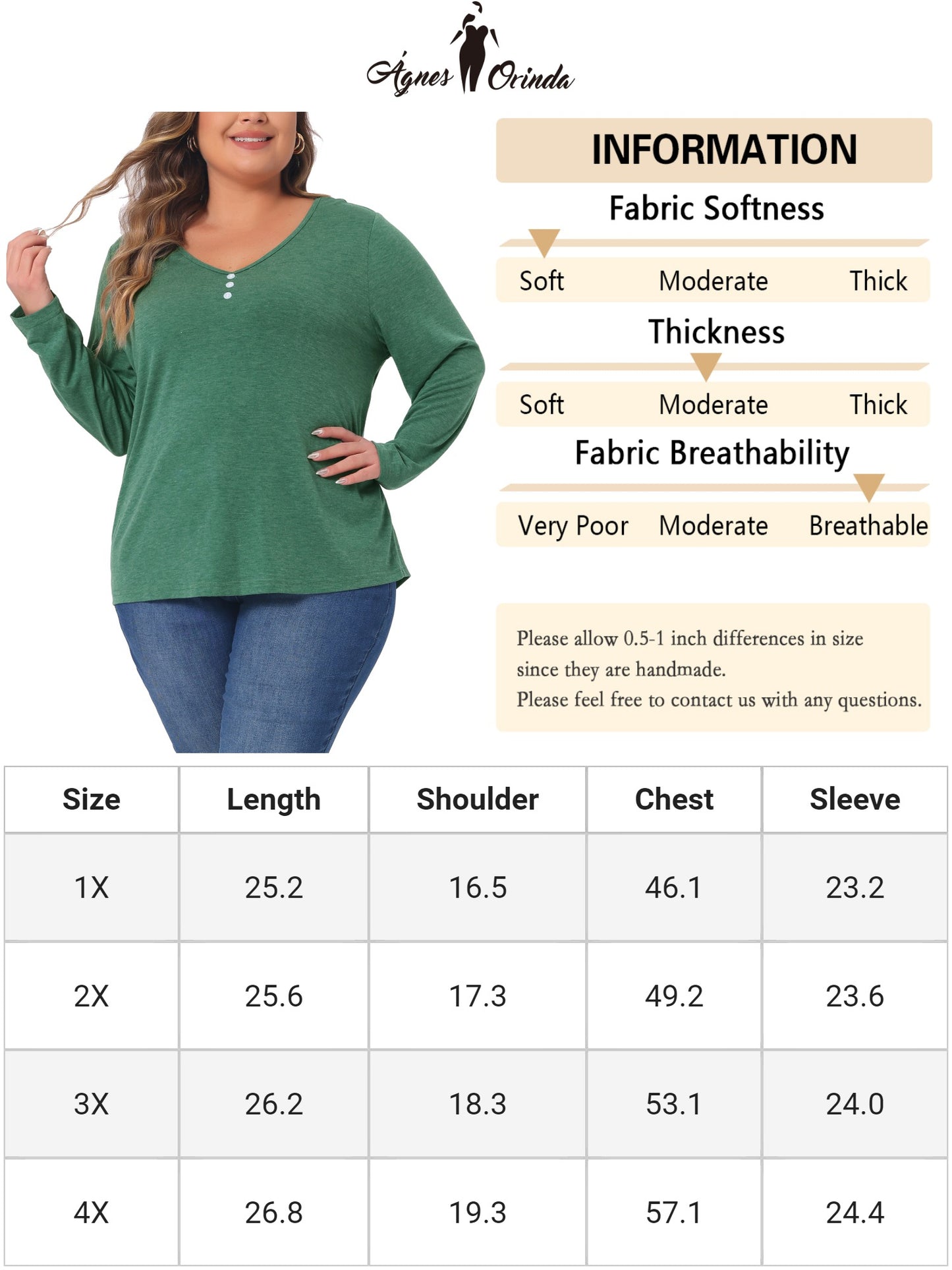 Women Plus Size T-Shirt Casual Tops Button Front Long Sleeve Tee Top