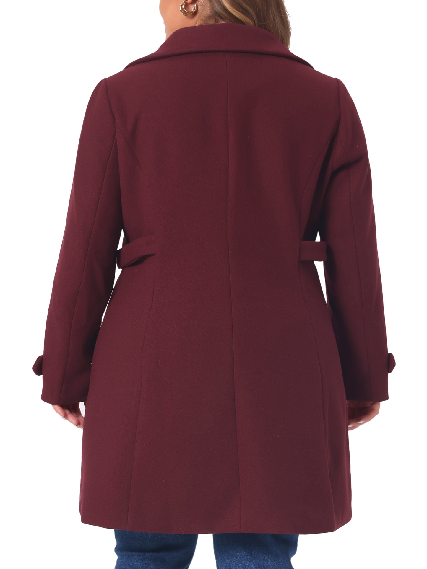 Women Plus Size Coats Peter Pan Collar Cuff Single Breasted Trench Jacket Winter Long Coat