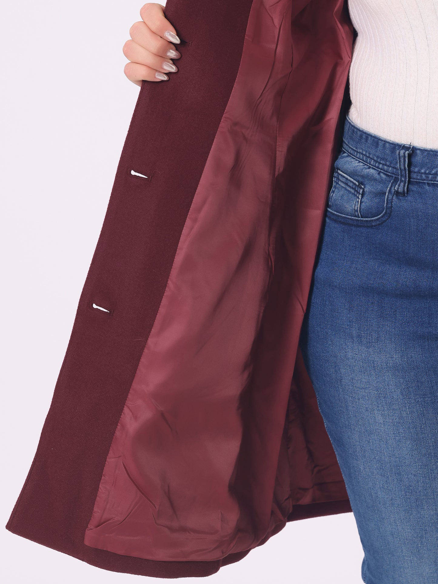 Women Plus Size Coats Peter Pan Collar Cuff Single Breasted Trench Jacket Winter Long Coat