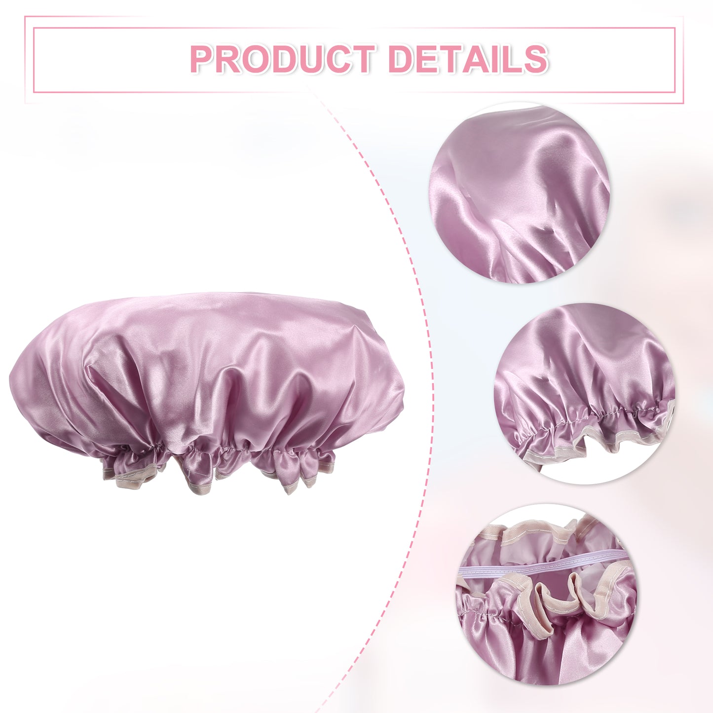 3 Pcs Shower Cap, 2 Layers Elastic Elastic Bathing Hair Cap