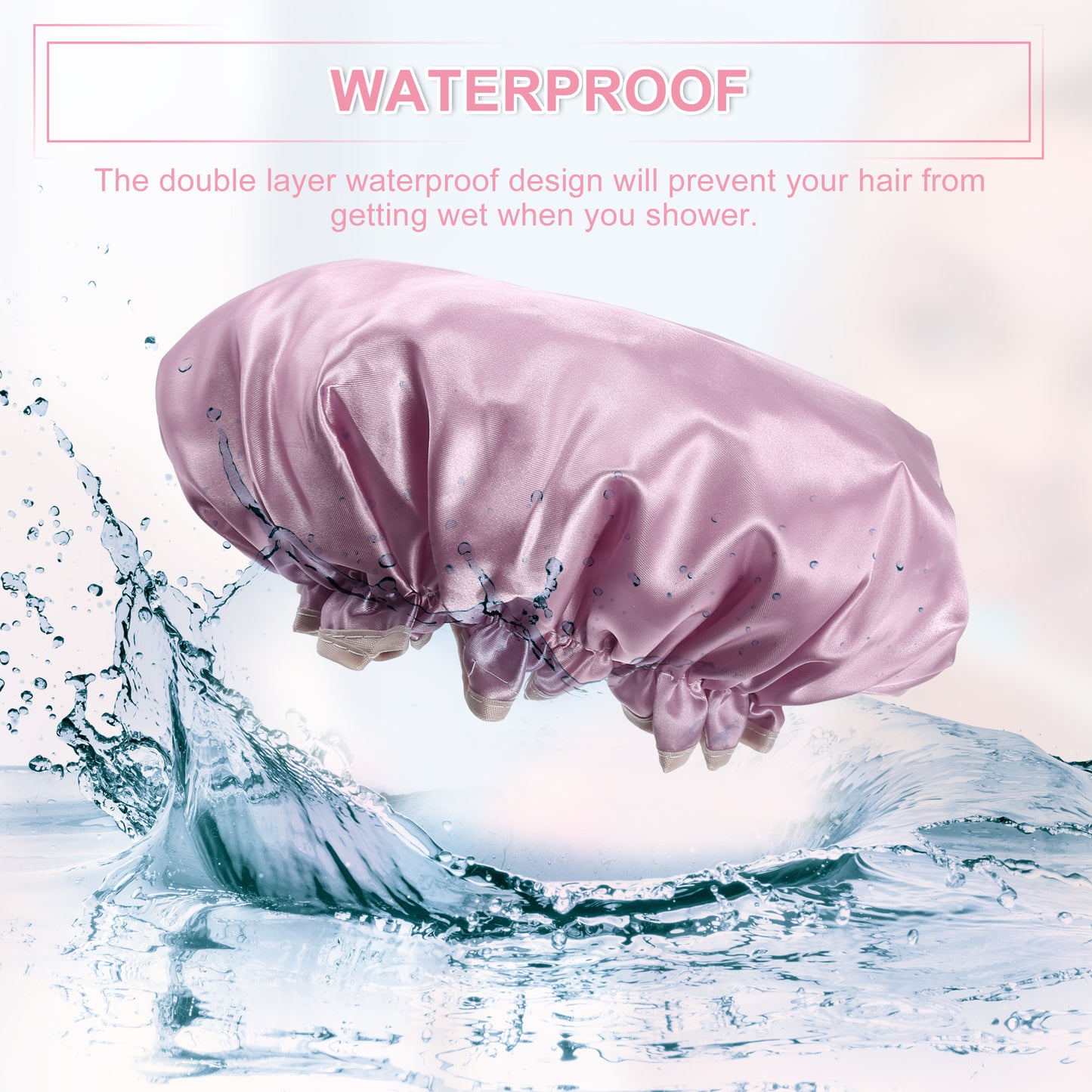 3 Pcs Shower Cap, 2 Layers Elastic Elastic Bathing Hair Cap