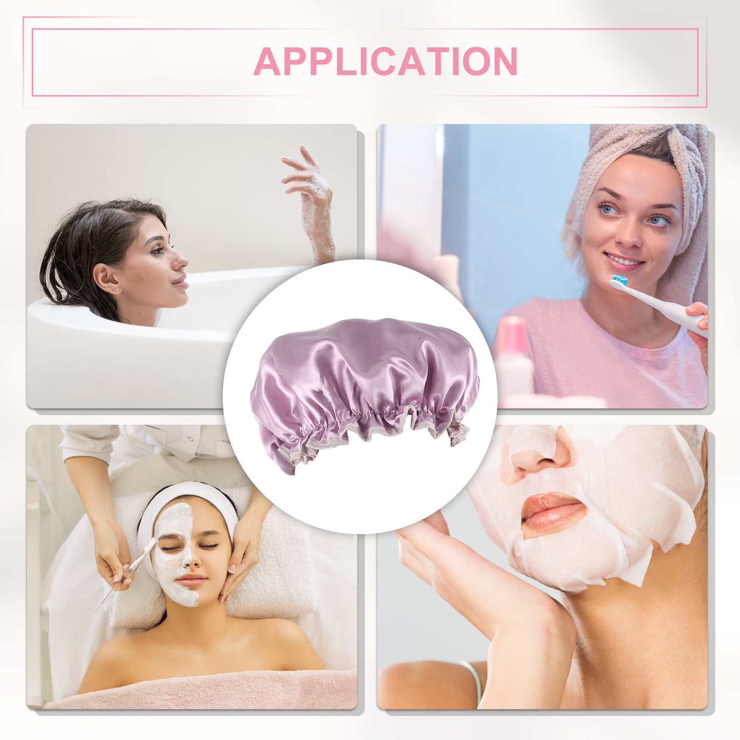 3 Pcs Shower Cap, 2 Layers Elastic Elastic Bathing Hair Cap