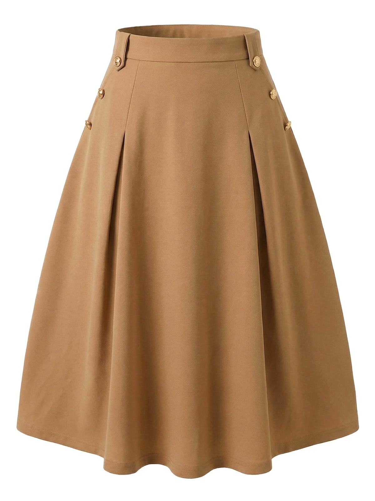Women's High Waist Work Office Pleated Flared Elegant Midi Skirt (Available in Plus Size)