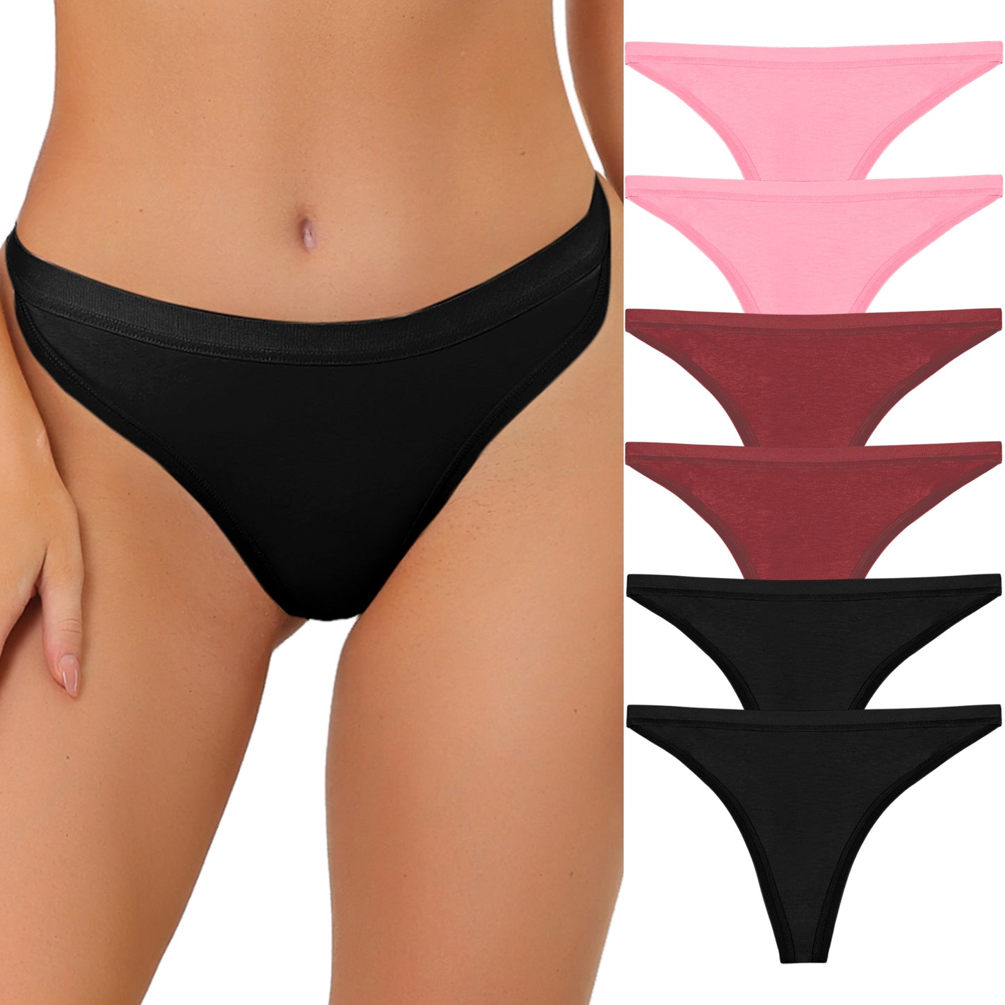 Women's Packs G-String Breathable Hi-Cut Thongs (Set of 6)