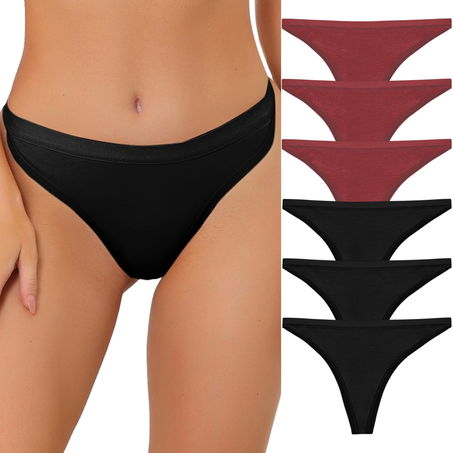 Women's Packs G-String Breathable Hi-Cut Thongs (Set of 6)
