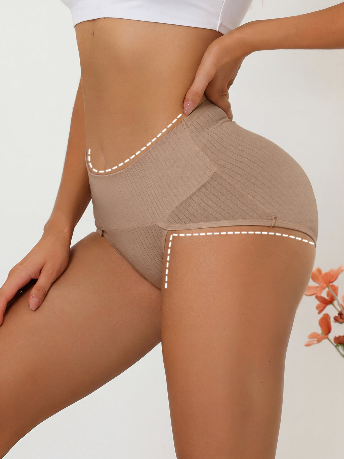 Women's Ribbed High Waist Hi-Cut Brief (Available in Plus Size)