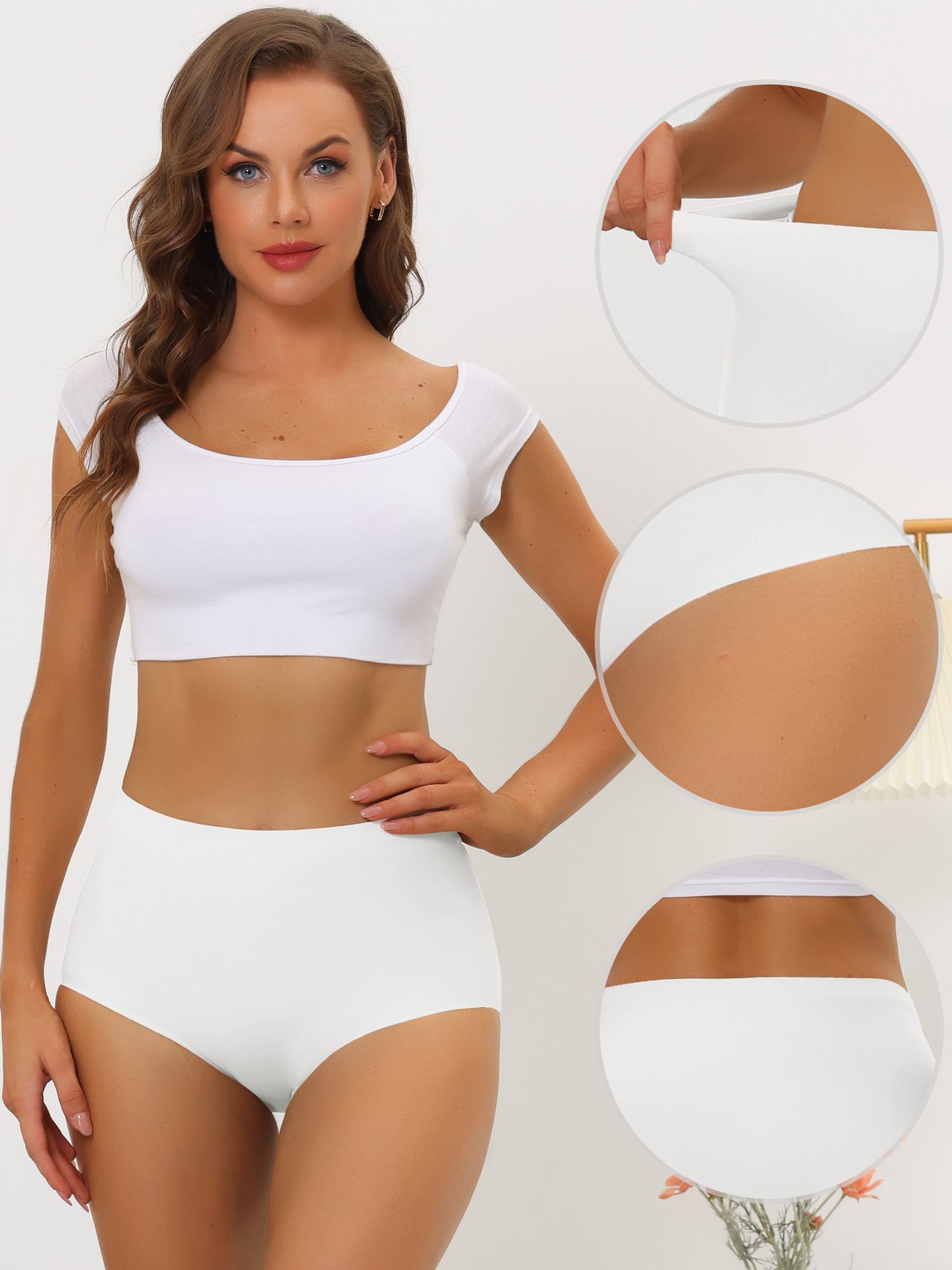 Women's Elastic High-Waisted Unlined Breathable No-Show Hipster Underwear