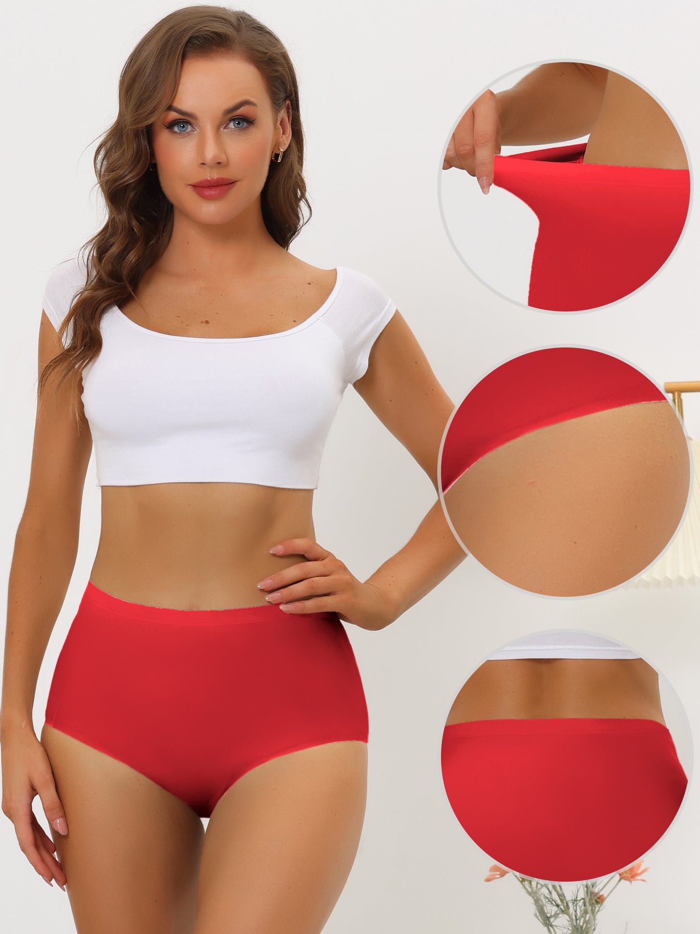Women's Elastic High-Waisted Unlined Breathable No-Show Hipster Underwear
