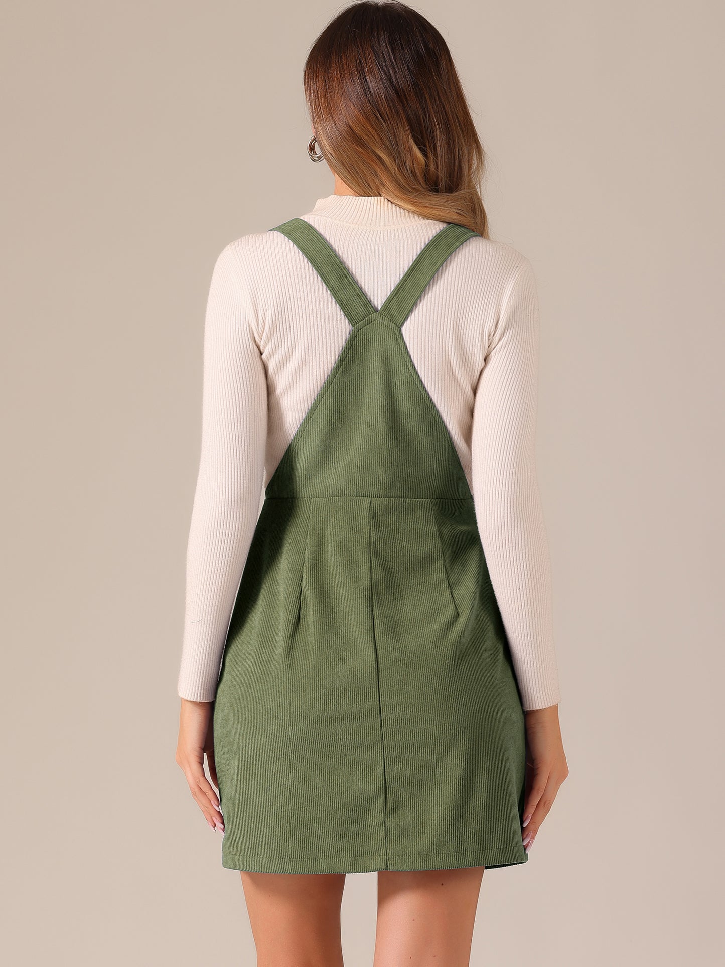 Falda con tirantes ajustables para mujer, estilo peto de pana