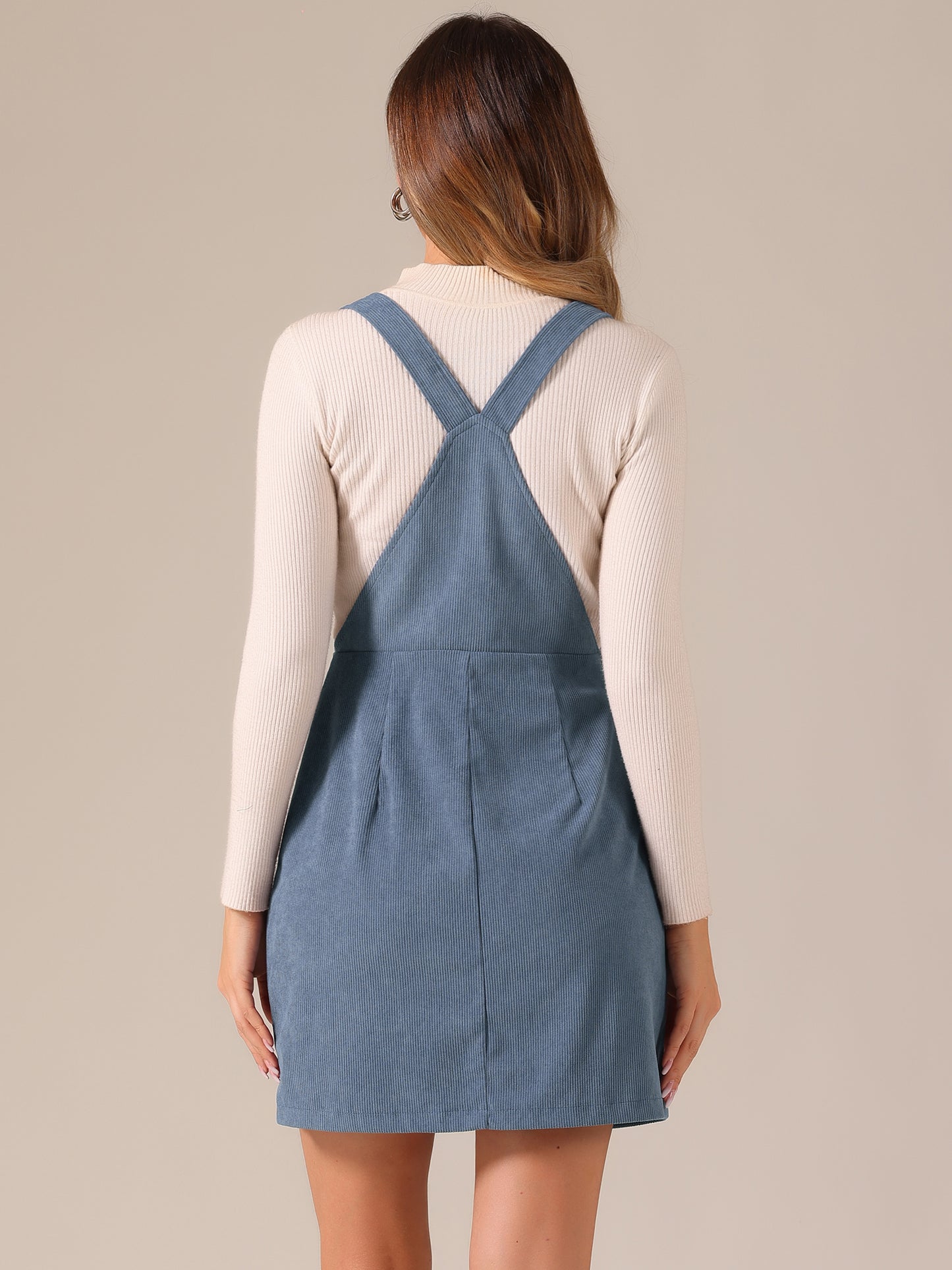 Falda con tirantes ajustables para mujer, estilo peto de pana