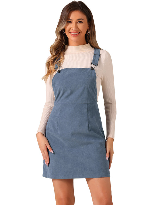 Women's Suspender Skirt Adjustable Strap Pinafore Corduroy Overalls Dress