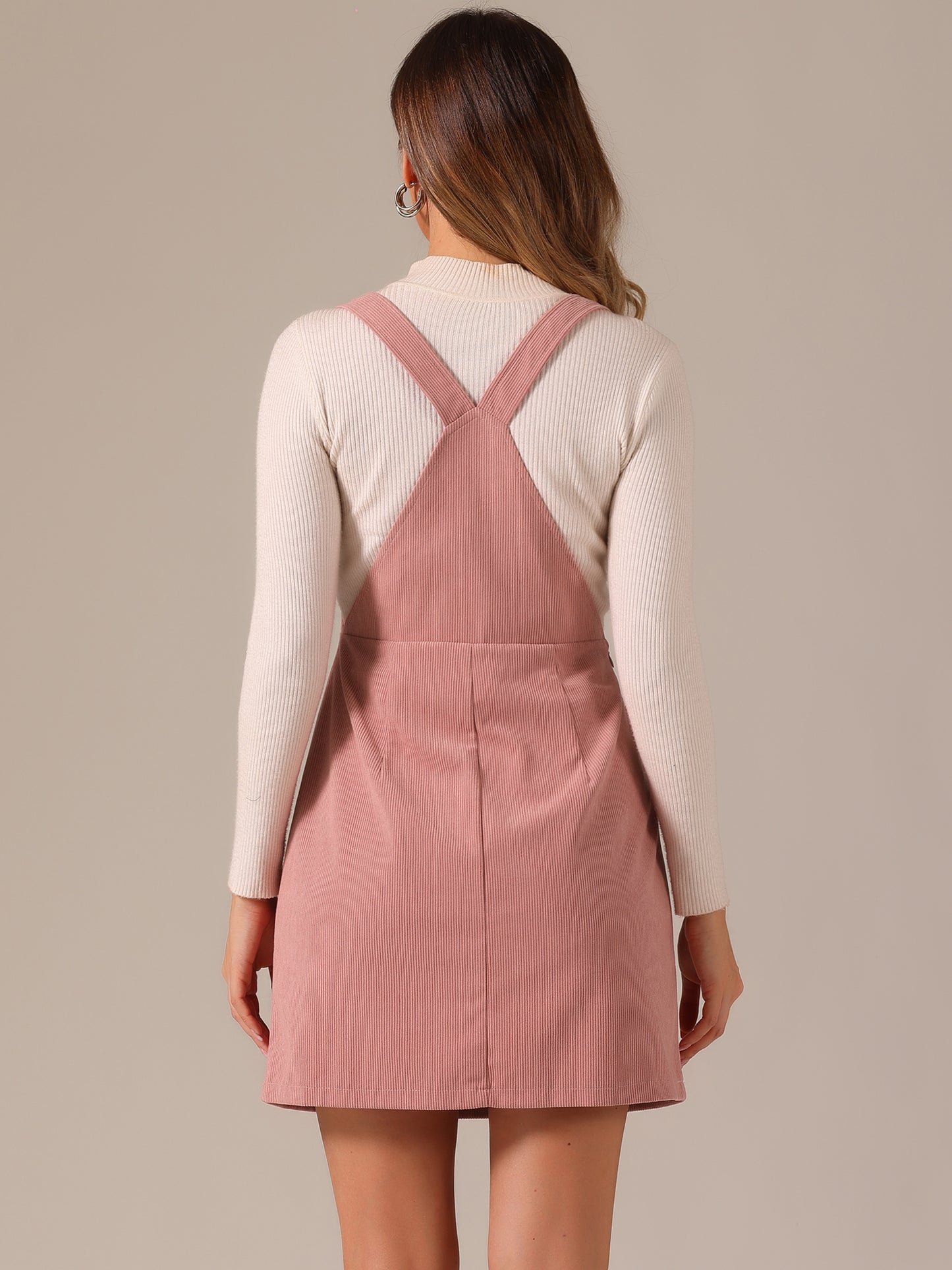 Falda con tirantes ajustables para mujer, estilo peto de pana