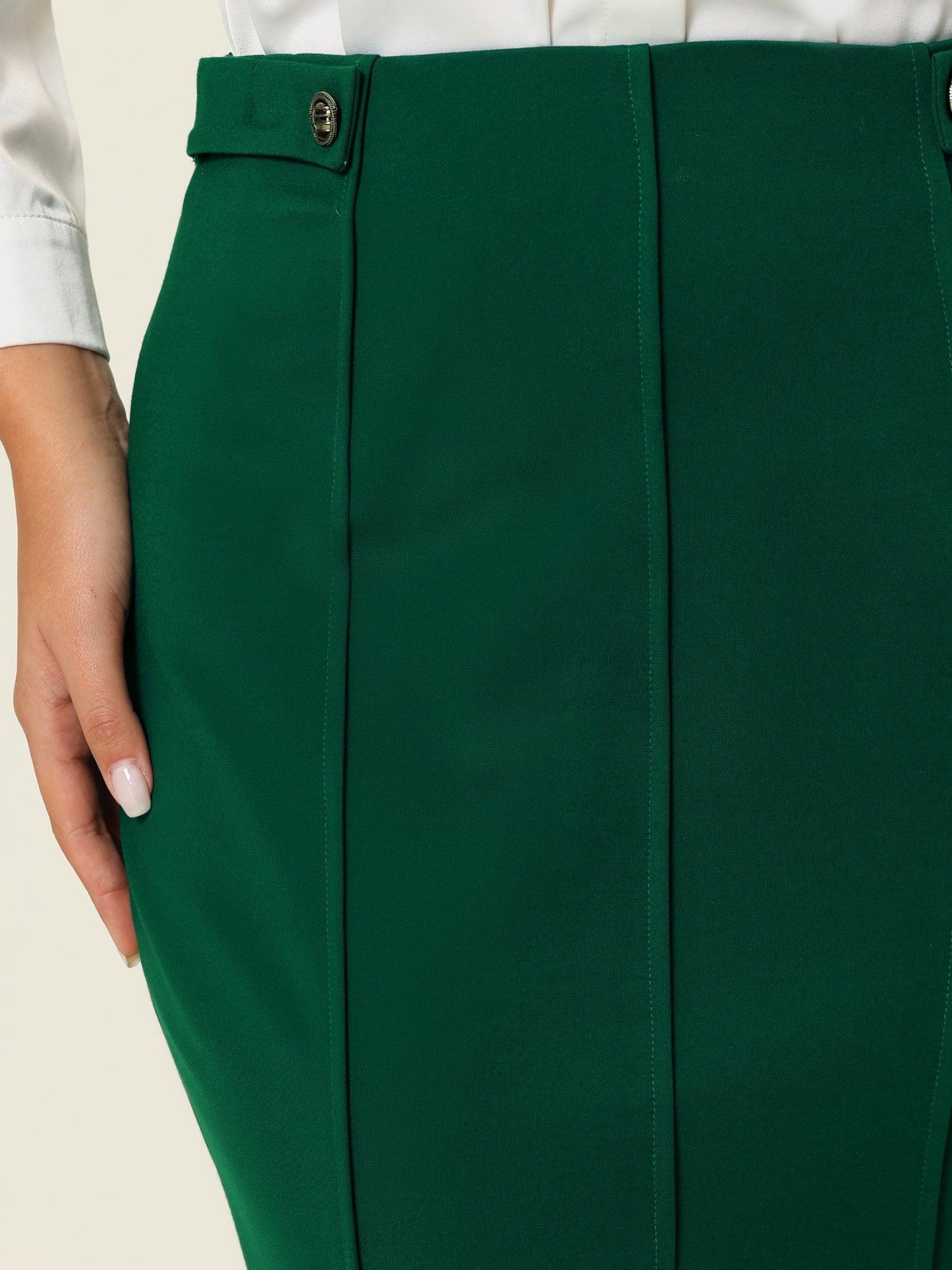 Women's Work Pencil Skirt High Waist Office Stretch Bodycon Midi Skirt