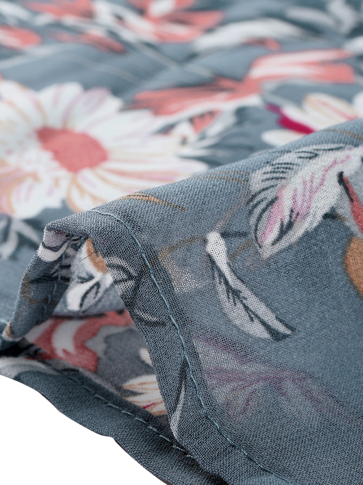 Blusa floral de verano para mujer, informal, de gasa, con cuello cuadrado y manga corta con volantes