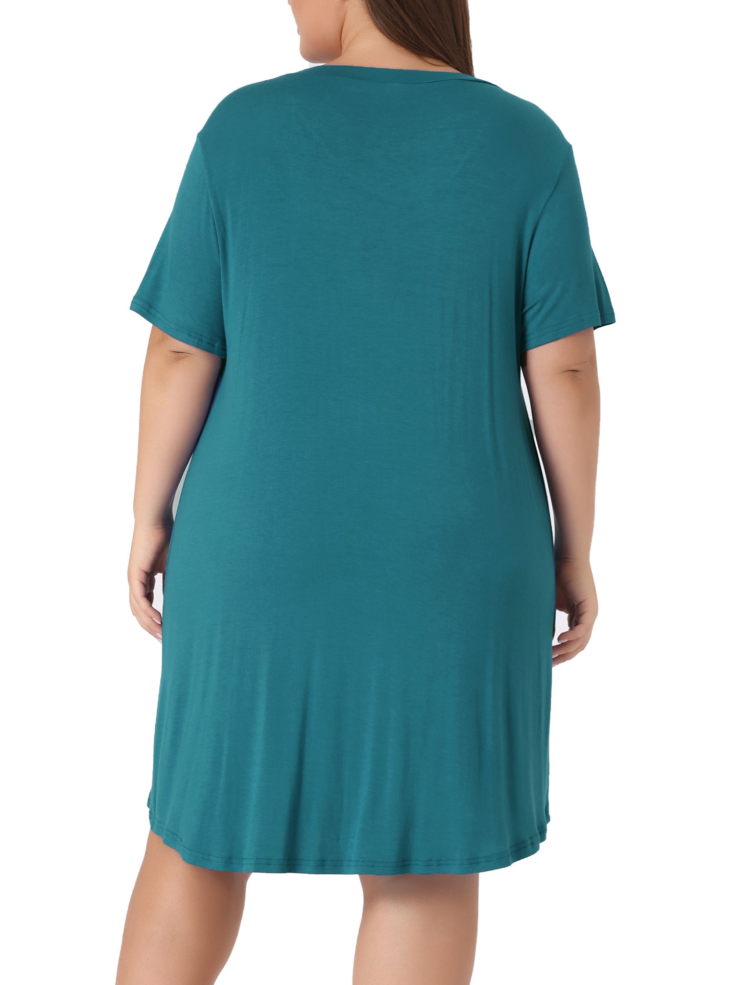 Women Plus Size Nightgown Short Sleeve Round Neck Pajama Nightshirt