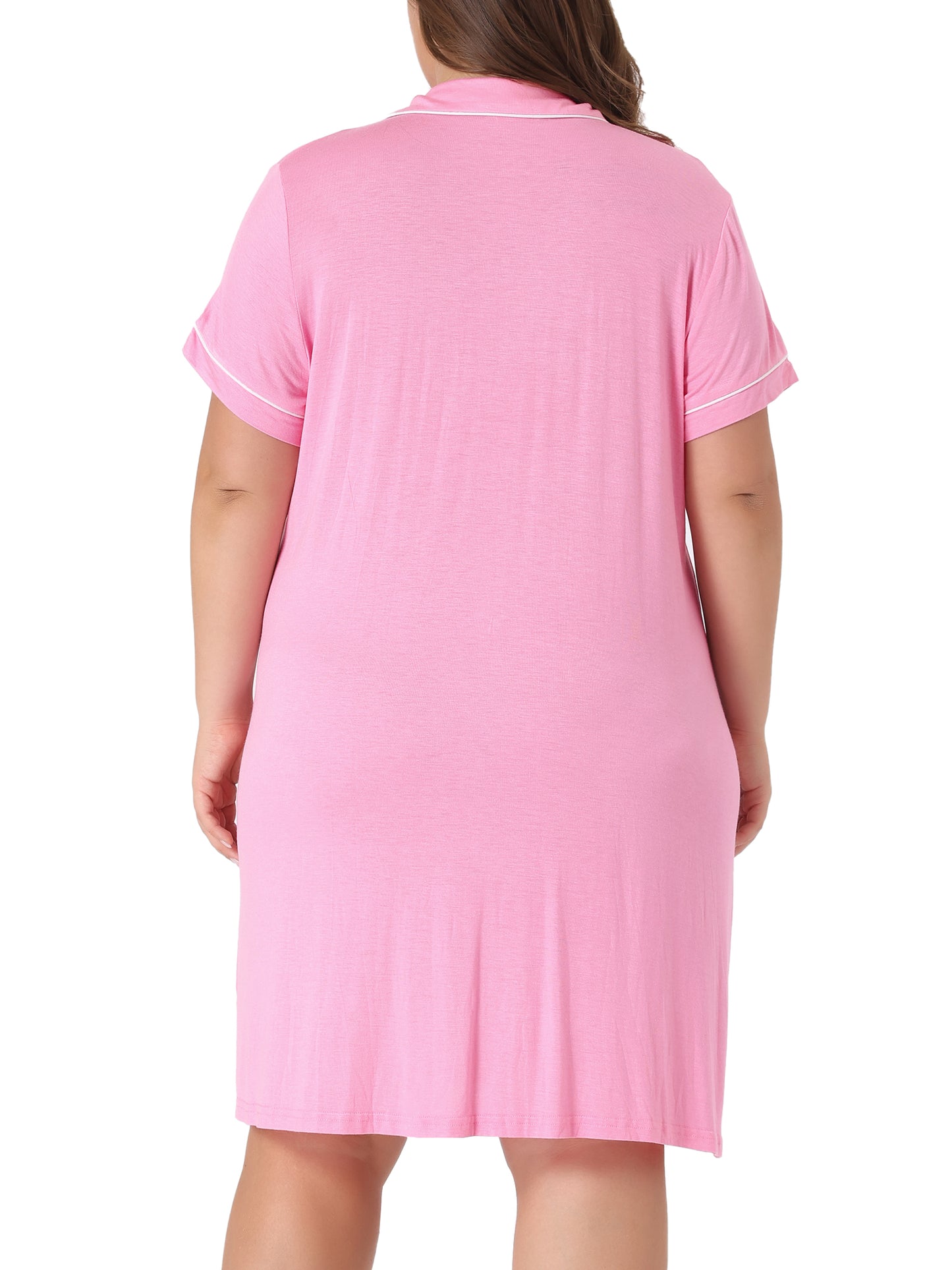 Women Plus Size Sleep Shirt Short Sleeves Pajama Button Down Nightgown Nightdress Sleepwear