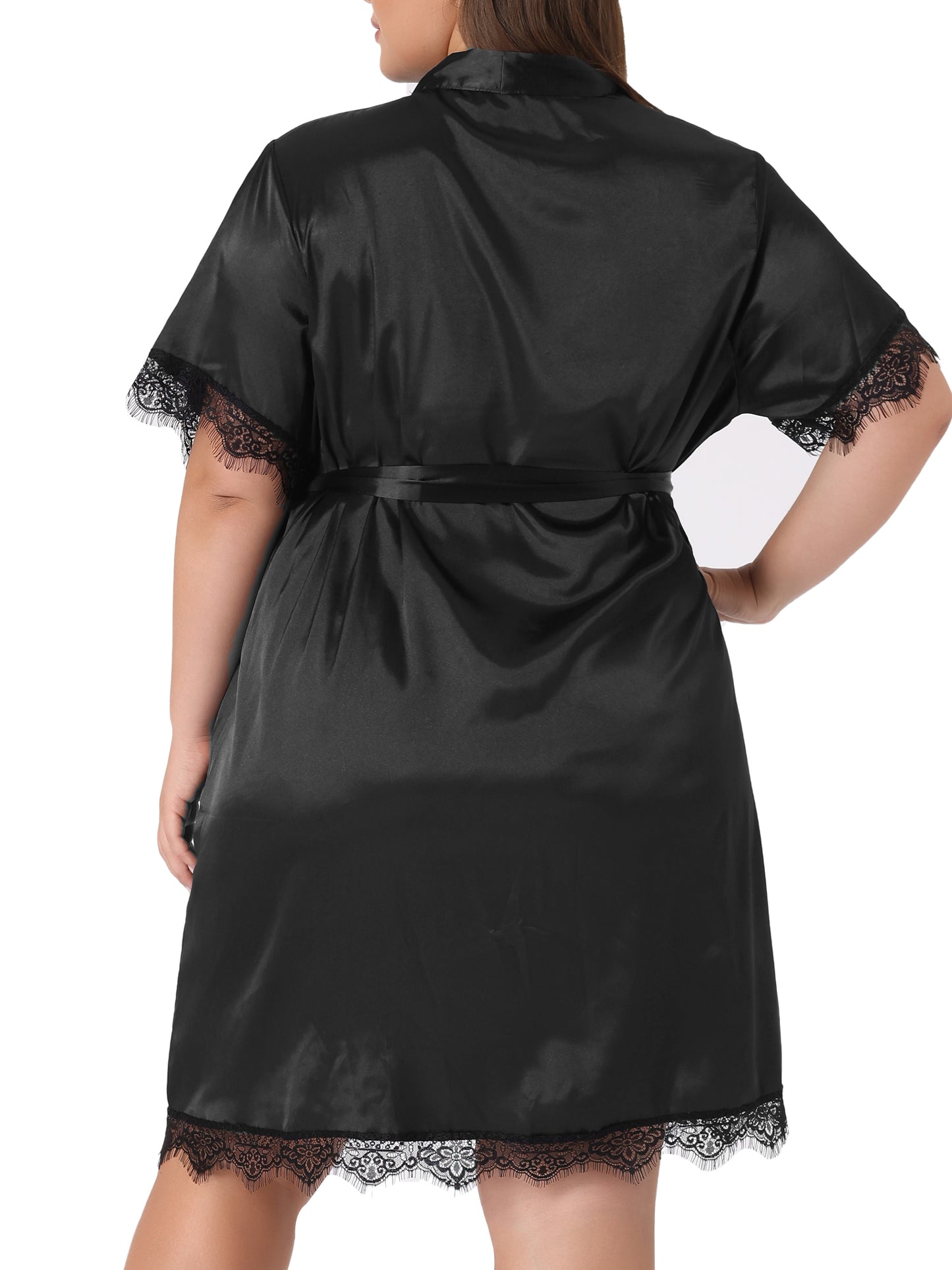 Women Plus Size Satin Robes Short Silky Bathrobes Bridesmaid Party Dressing Gown Sleepwear