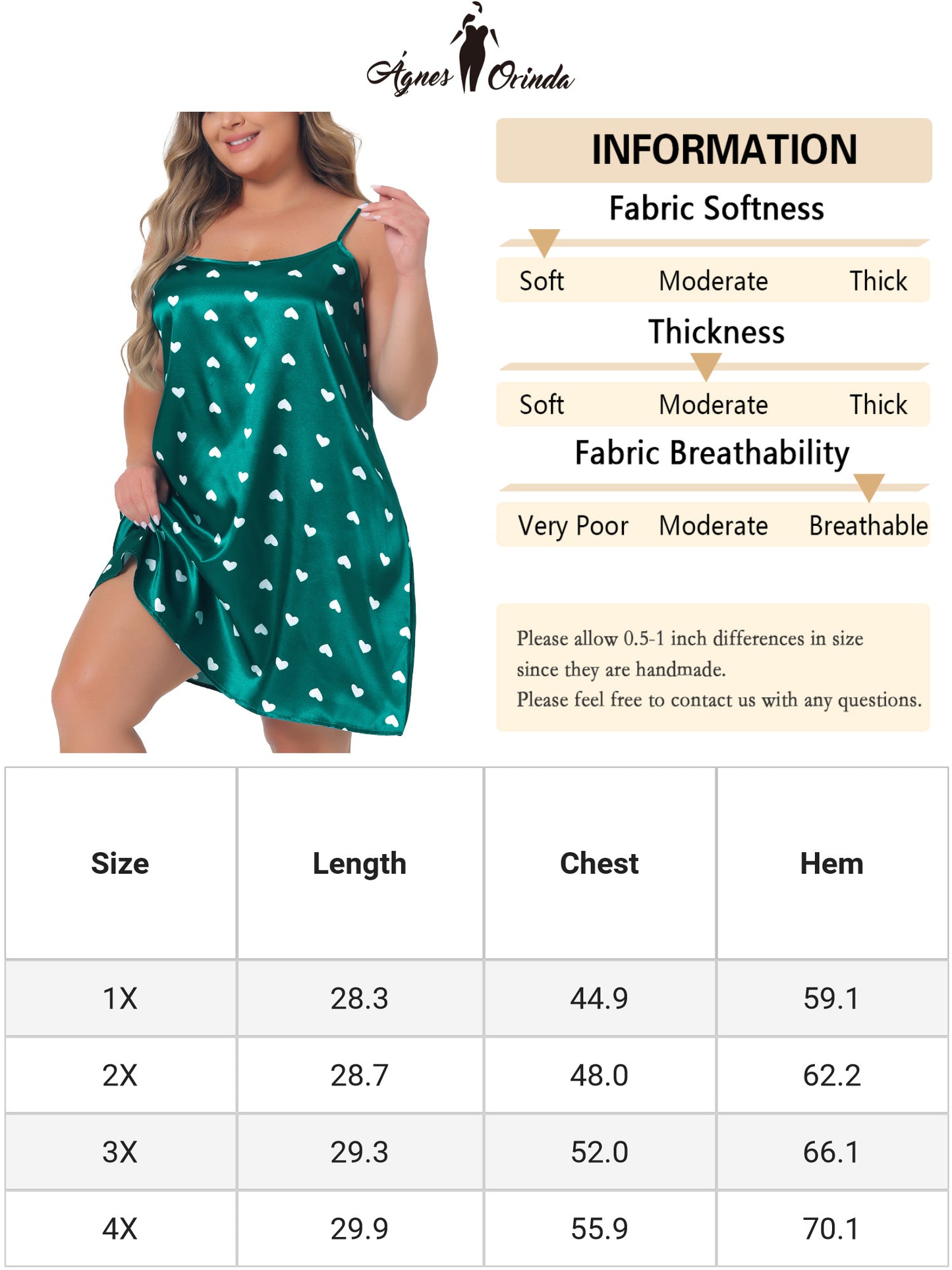 Women Plus Size Nightgown Camisole Sleeveles Heart Print Lingerie Dress Sleepwear