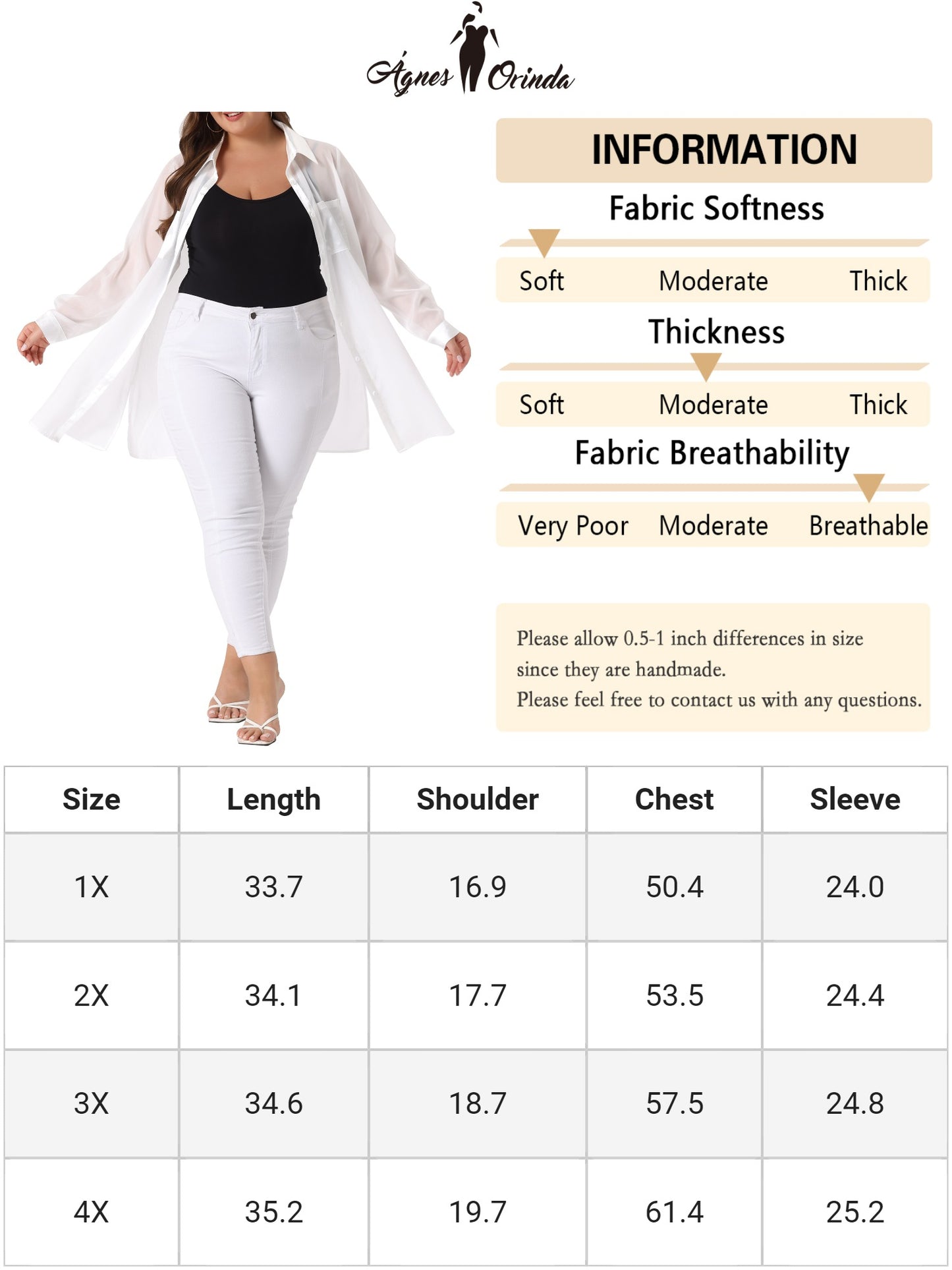 Women's Plus Size Long Sleeves Button Down Solid Sheer Top Shirt
