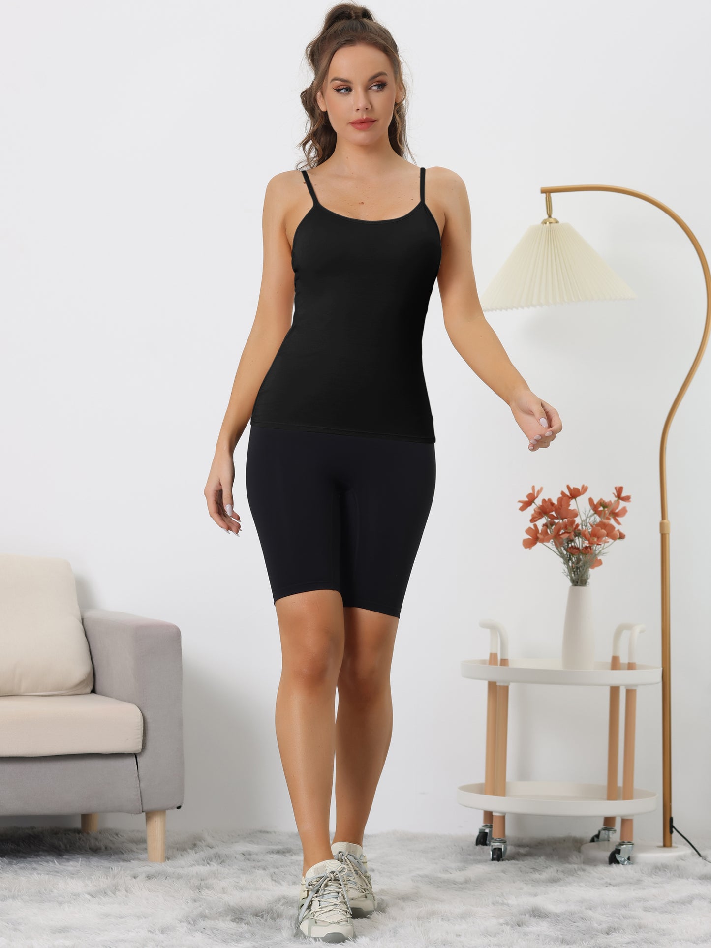 Women's Camisole Built-in Bra Padded Adjustable Spaghetti Strap Sleeveless Tanks Top