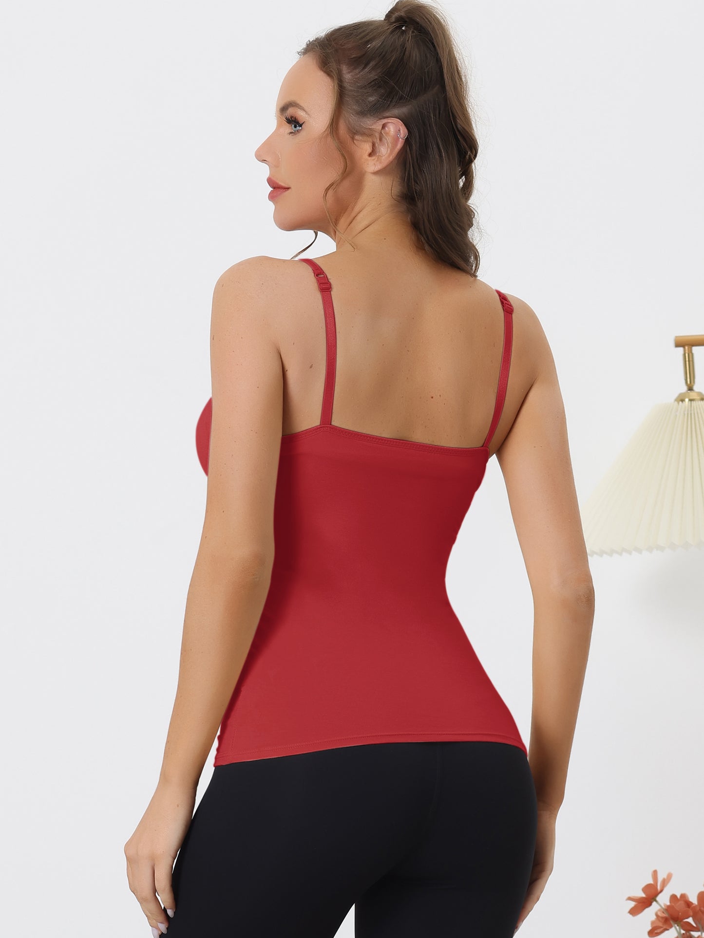 Women's Camisole Built-in Bra Padded Adjustable Spaghetti Strap Sleeveless Tanks Top