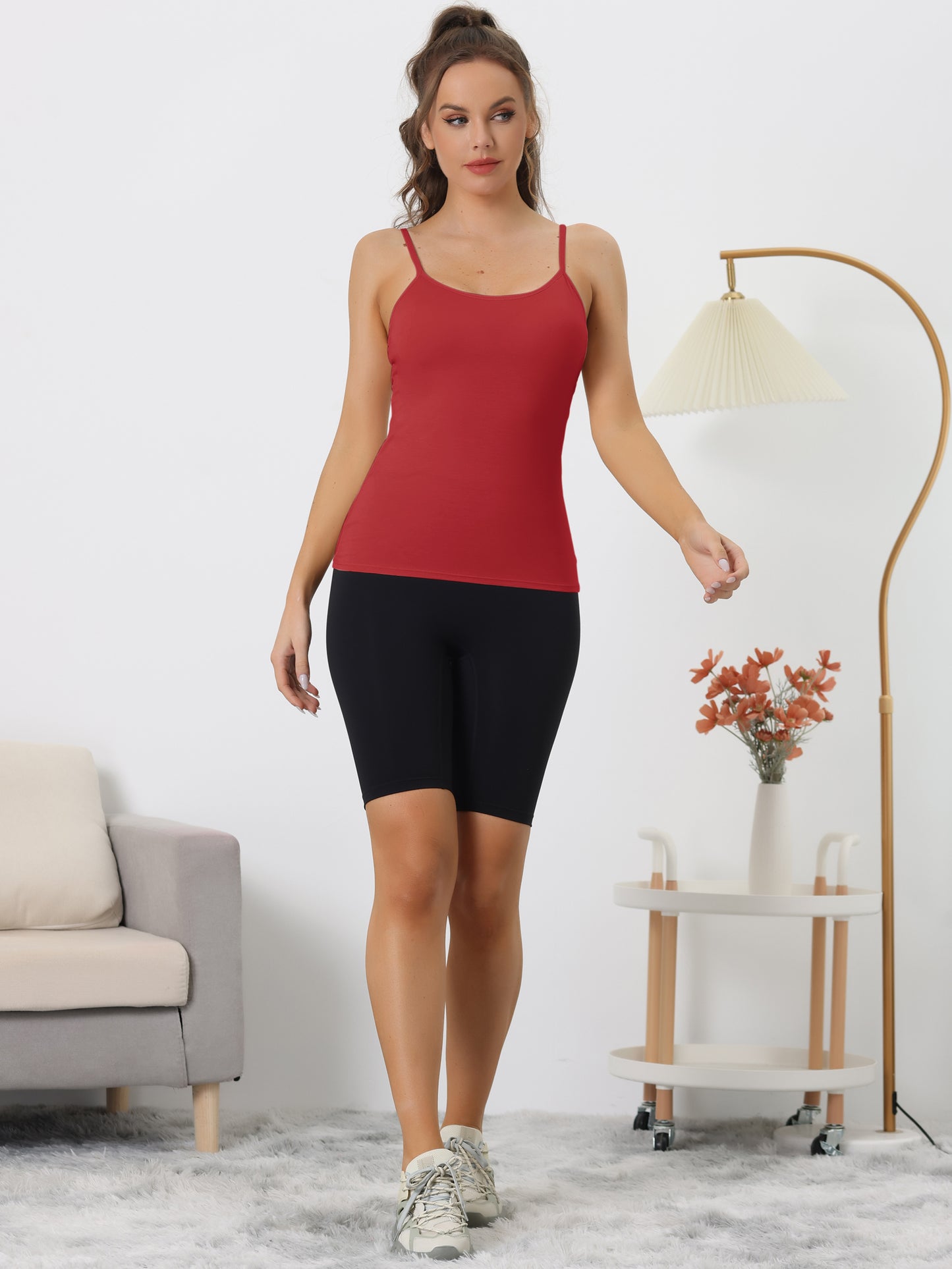 Women's Camisole Built-in Bra Padded Adjustable Spaghetti Strap Sleeveless Tanks Top