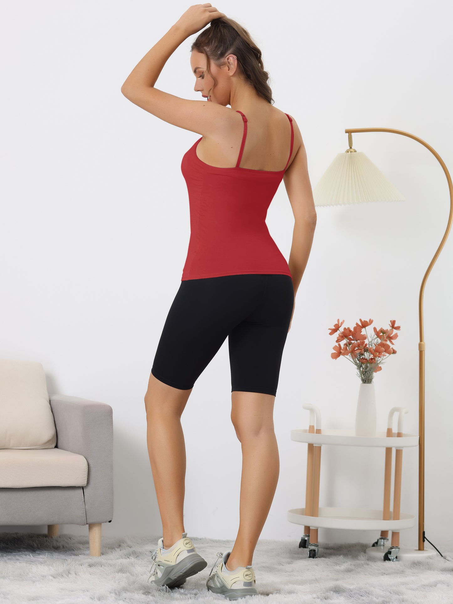 Women's Camisole Built-in Bra Padded Adjustable Spaghetti Strap Sleeveless Tanks Top
