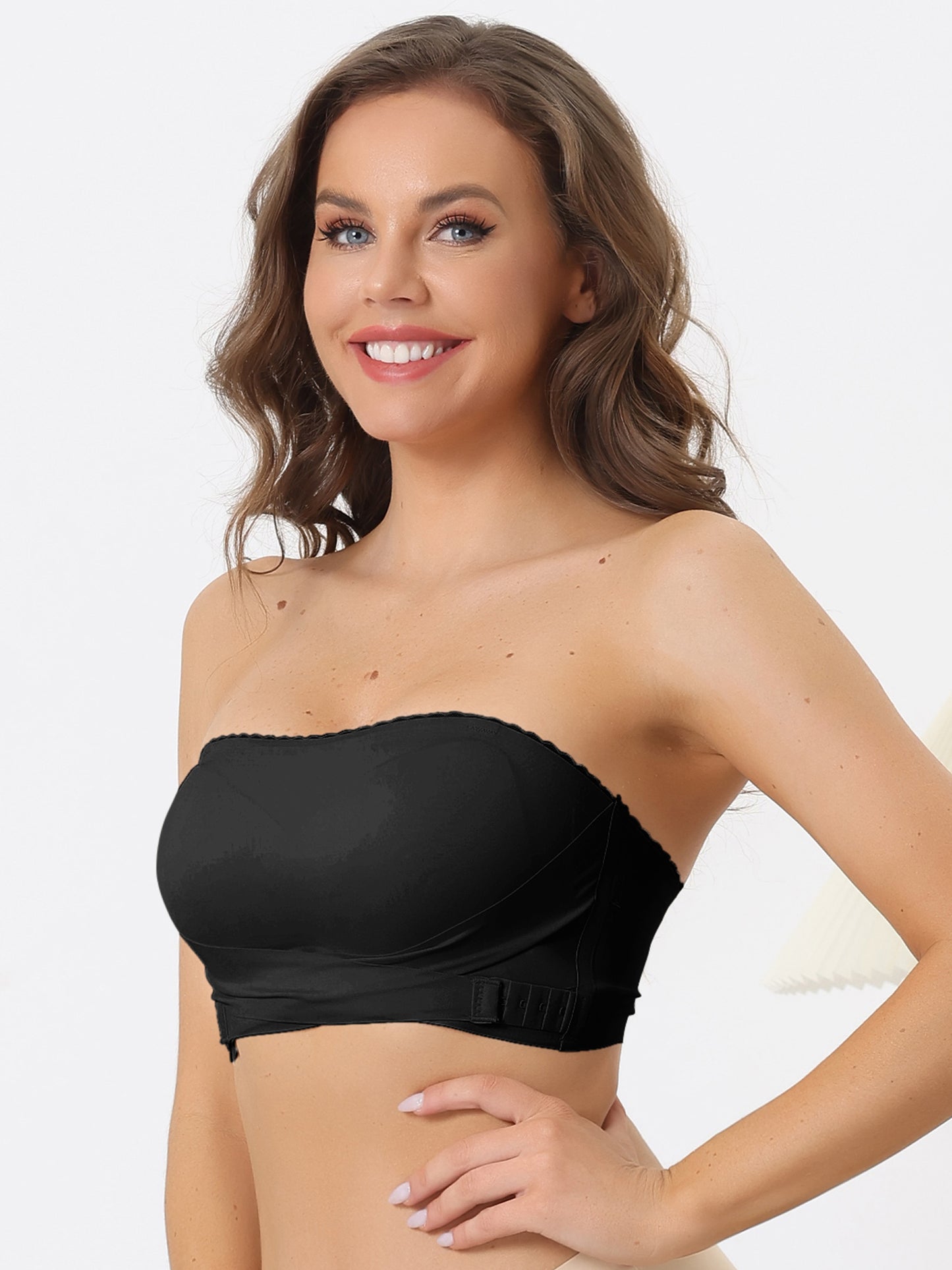 Women's Strapless Breathable Wirefree Adjustable Straps Push-up Removable Pads Bralettes