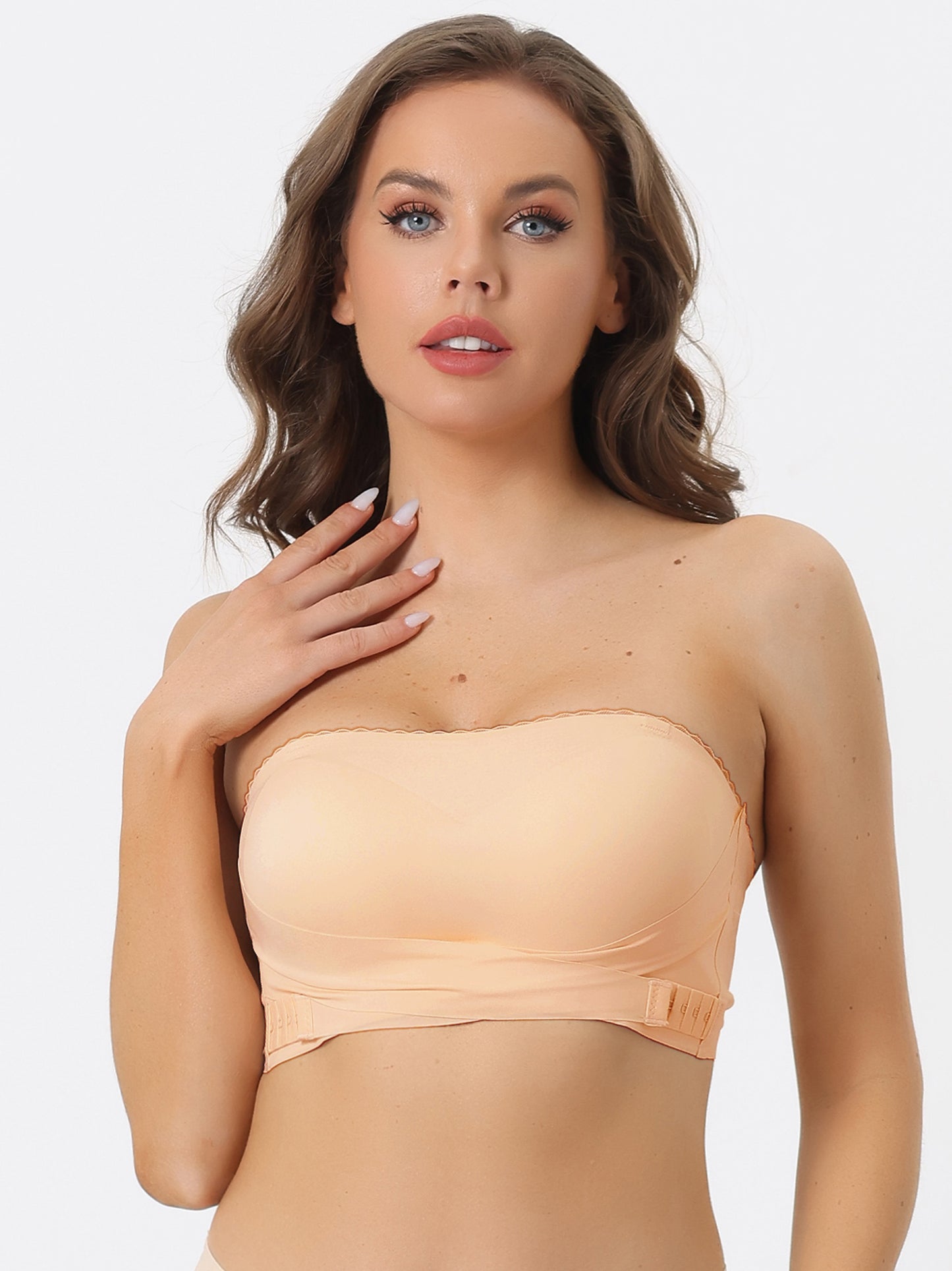 Women's Strapless Breathable Wirefree Adjustable Straps Push-up Removable Pads Bralettes