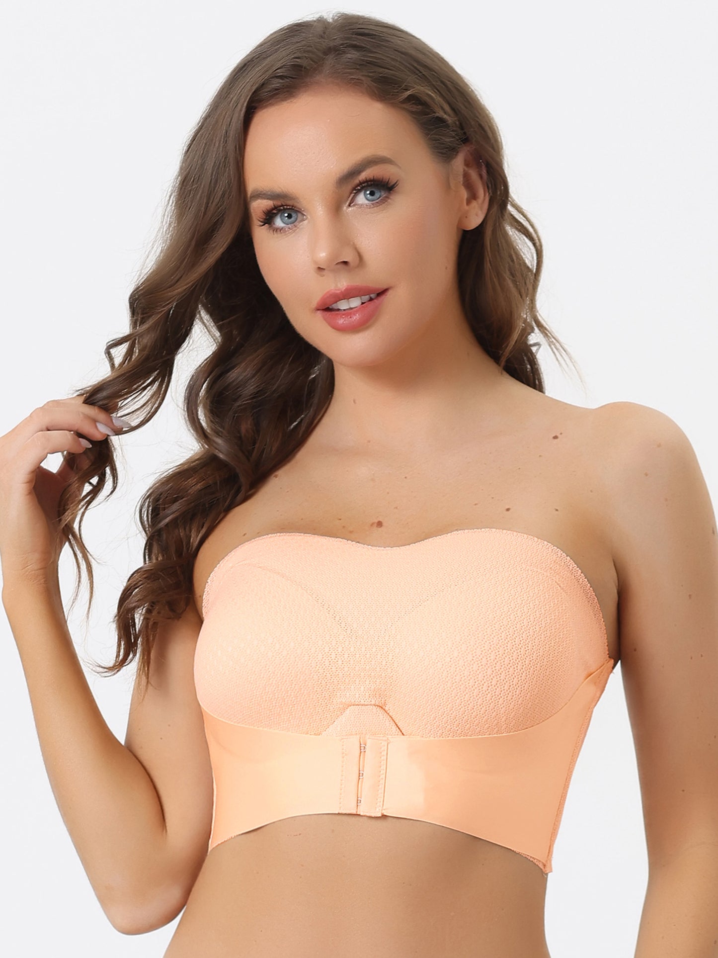 Women's Wirefree Breathable Push-up Front Bucking Support Strapless Bra