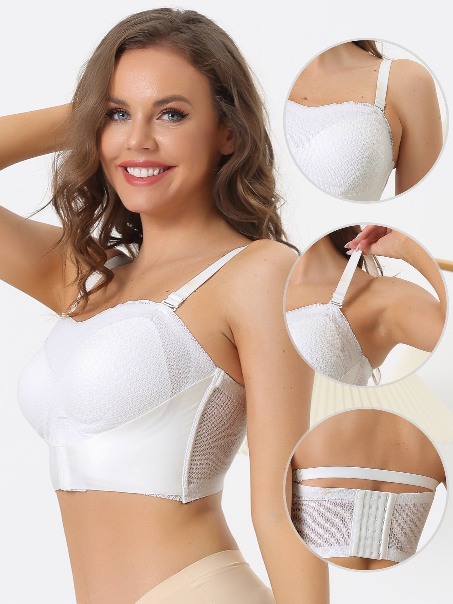 Women's Wirefree Breathable Push-up Front Bucking Support Strapless Bra