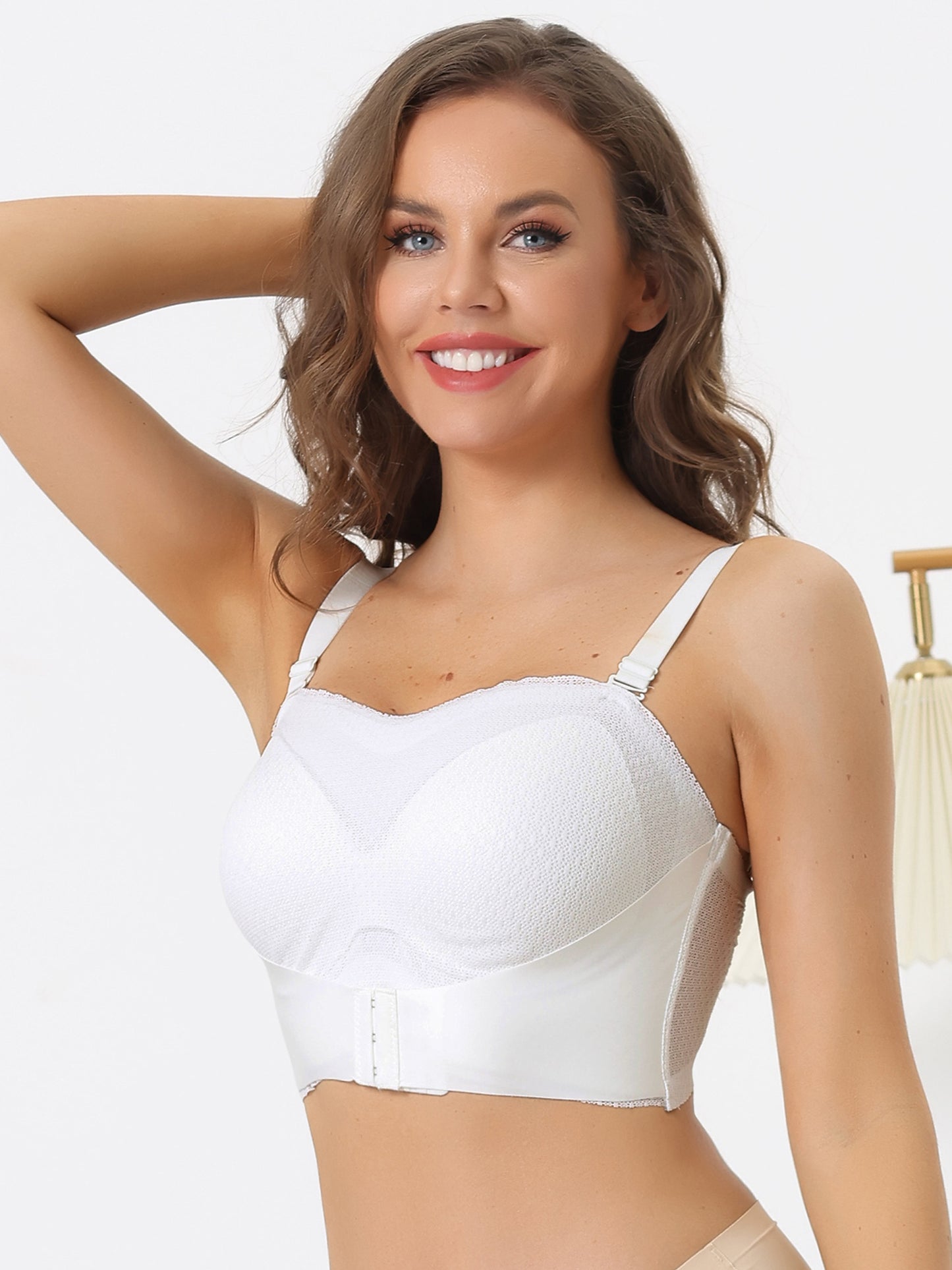 Women's Wirefree Breathable Push-up Front Bucking Support Strapless Bra