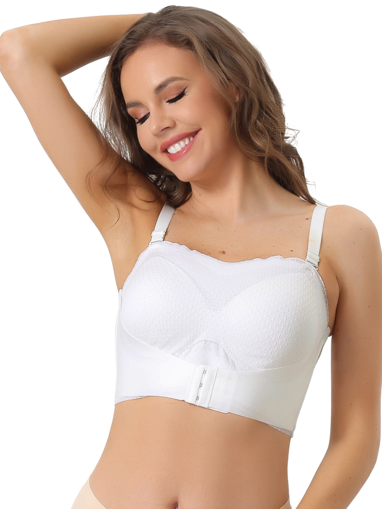 Women's Wirefree Breathable Push-up Front Bucking Support Strapless Bra