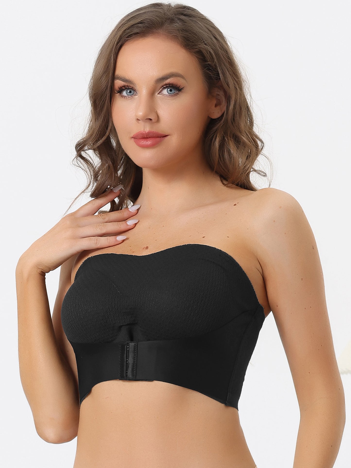 Women's Wirefree Breathable Push-up Front Bucking Support Strapless Bra