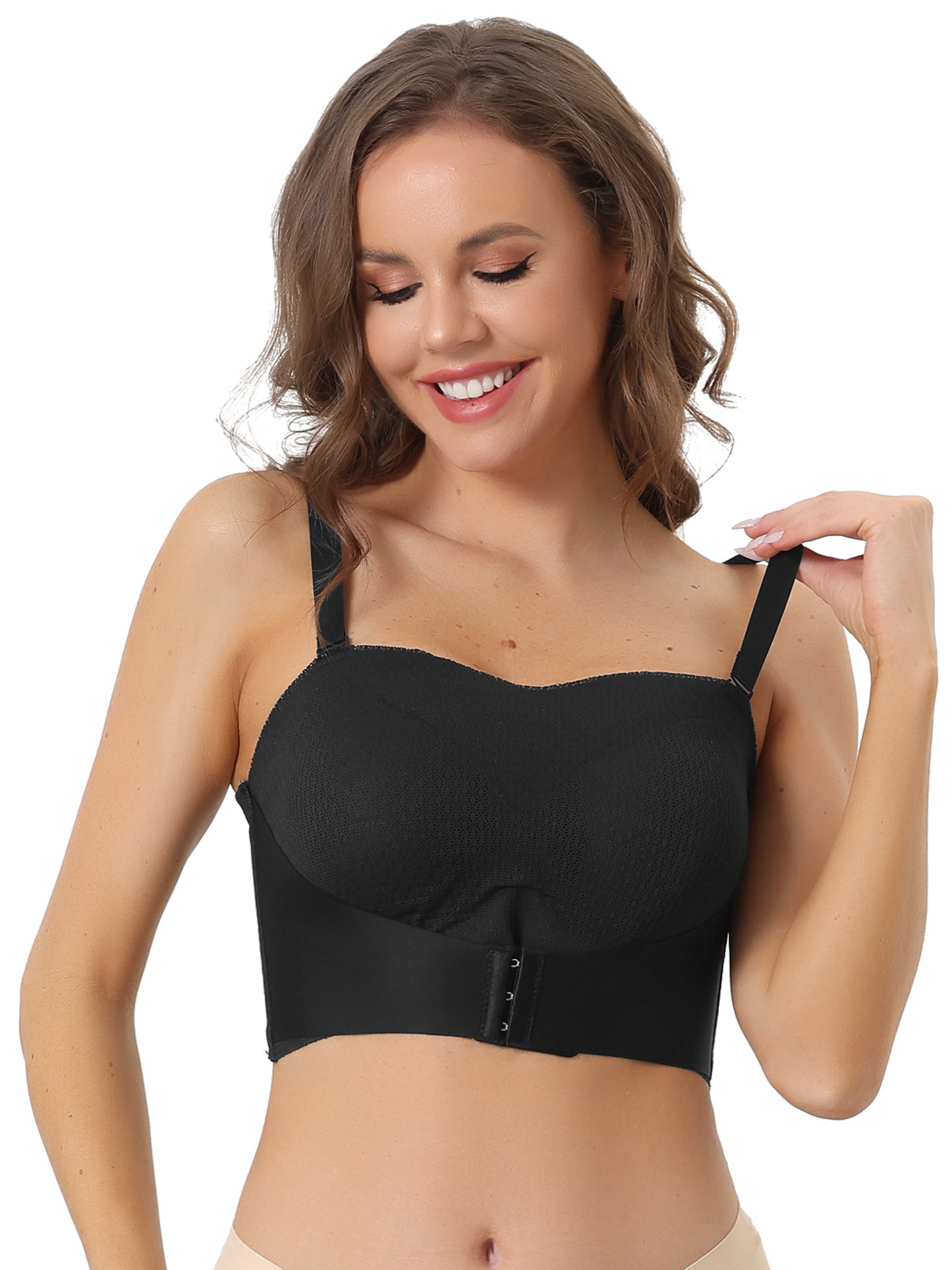 Women's Wirefree Breathable Push-up Front Bucking Support Strapless Bra